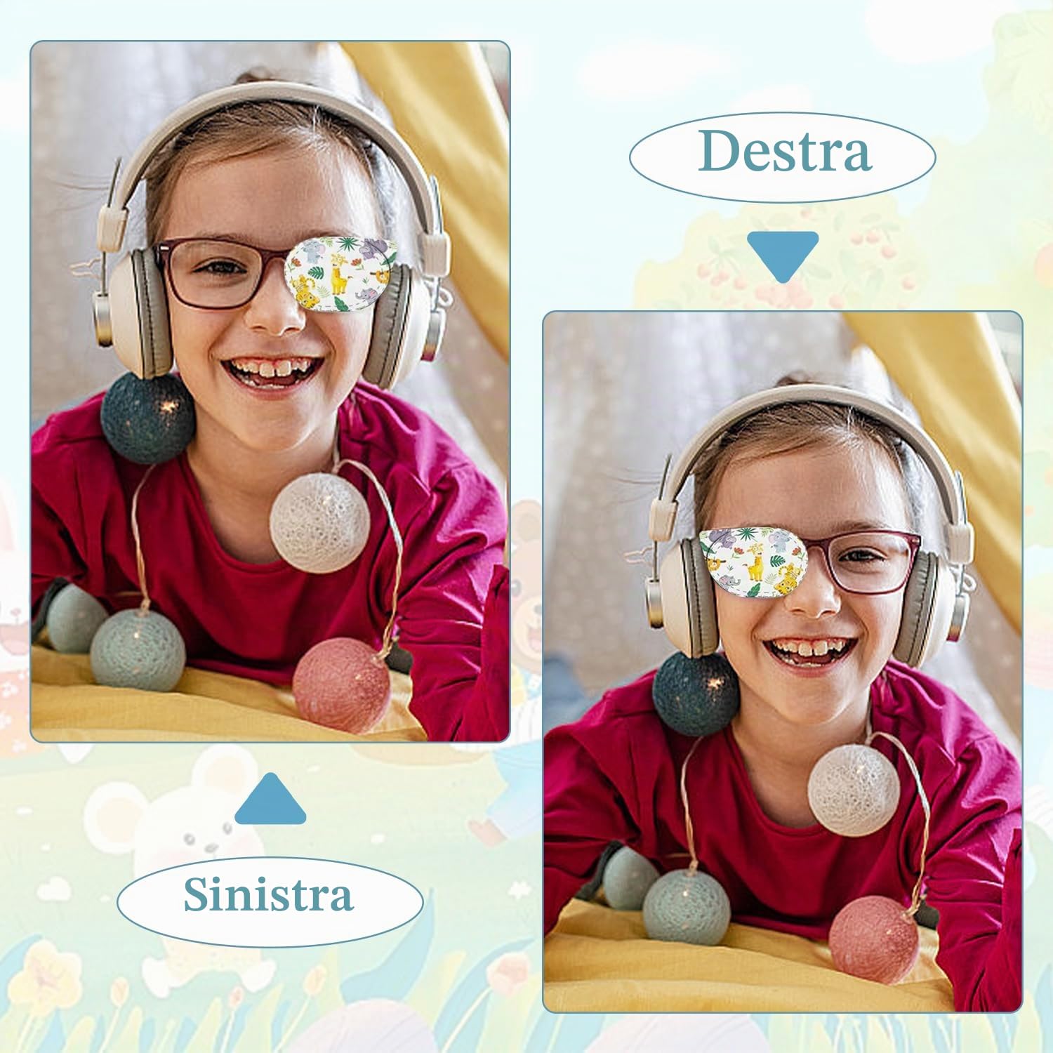 10 Pezzi Bende Oculari, Eye Patch Coprente per Occhio Pigro Ambliopia, Cartoon Eyepatch per Gli Occhiali Trattare Occhio Pigro Amblyopia Strabismus per Gli Occhi Sinistro e Destro