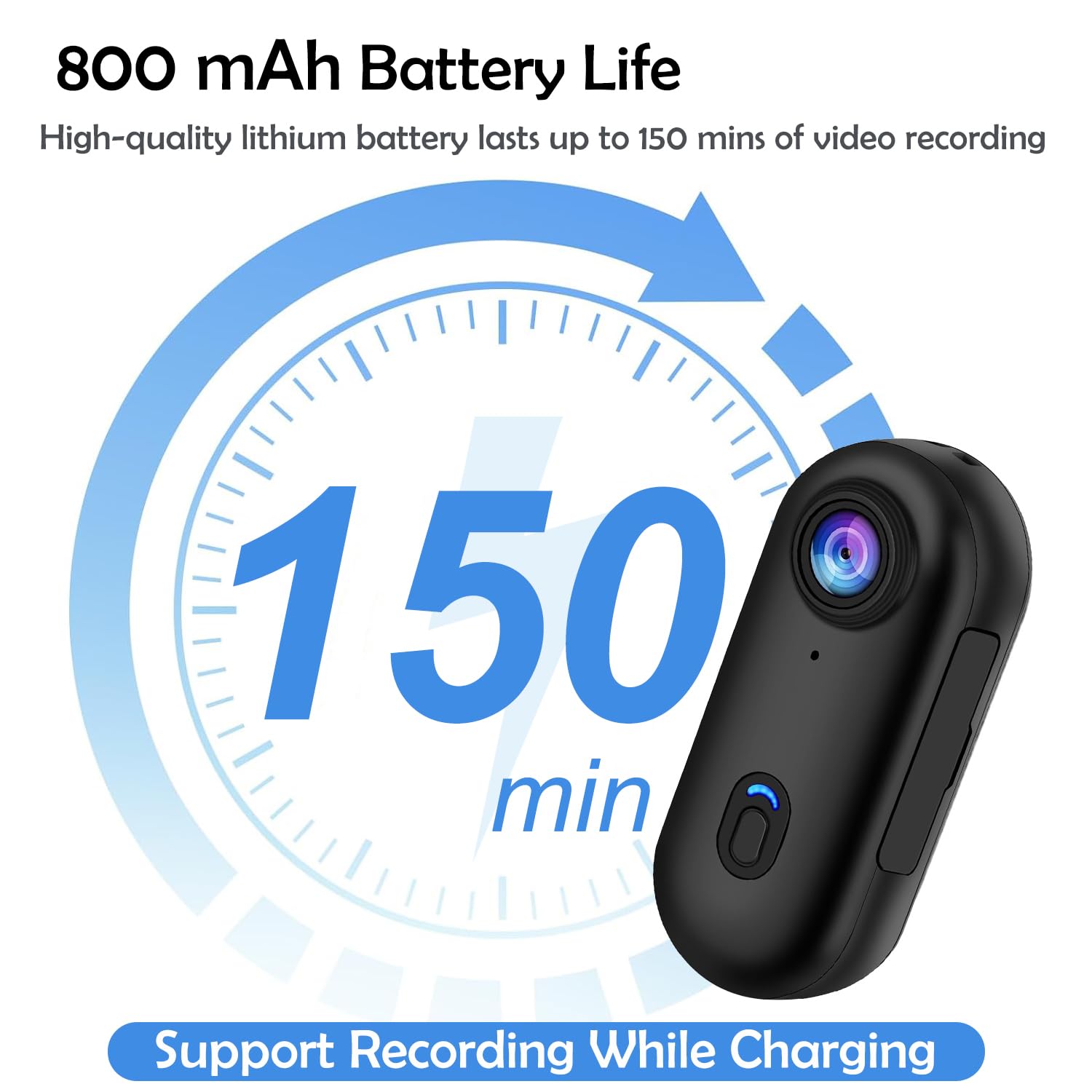 TKMARS Mini Action Cam 4K per Pollice, Portatile Impermeabile Indossabile 4K Bodycam con Clip di Rotazione a 360°, Telecamera POV Magnetica per Equitazione, Motociclette, Animali Domestici, Vlogging
