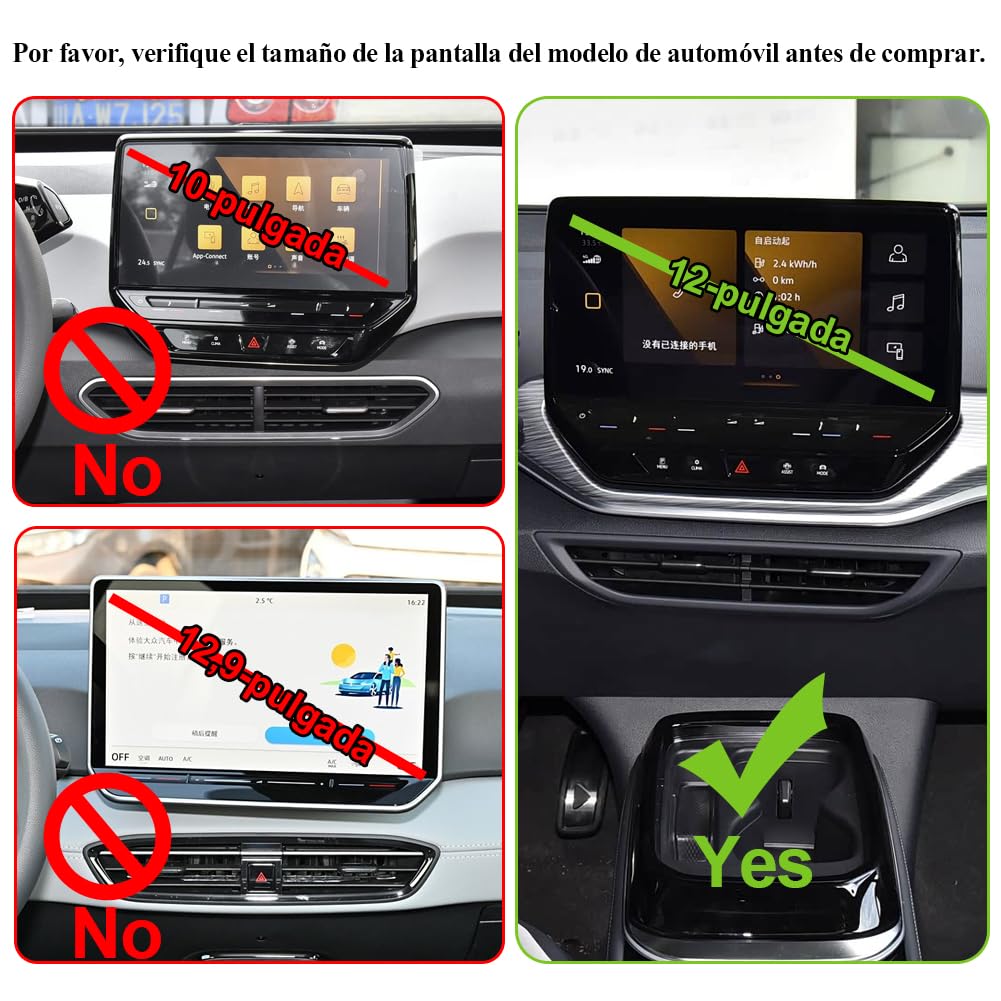 Soporte Movil Coche para Volkswagen ID.Buzz Accesorios [Solo compatible con VW ID Buzz – pantalla táctil 12 pulgadas, años 2022-2024]No compatible con pantallas táctiles de 12,9 pulgadas y 10 pulgadas