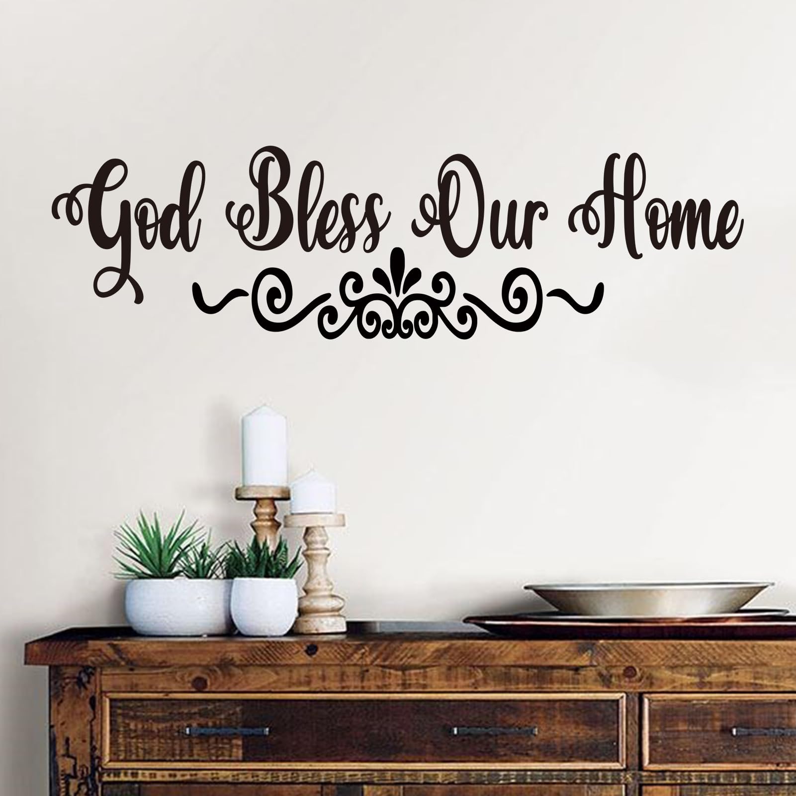 Christian Wall Decals for Living Room: Bible Verse Quotes Inspirational  Bedroom Vinyl Art Wall Stickers – God Bless Our Home 24″ X 20″ – BigaMart, image size:1601x1601