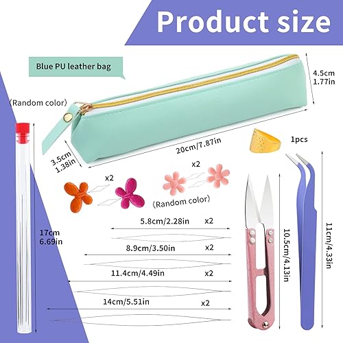 Miniatura 2 de El juego de 58 agujas de cuentas para la fabricación de joyas incluye 8 cuentas de ojo grande, 40 agujas de cuentas para coser a mano, tijeras de