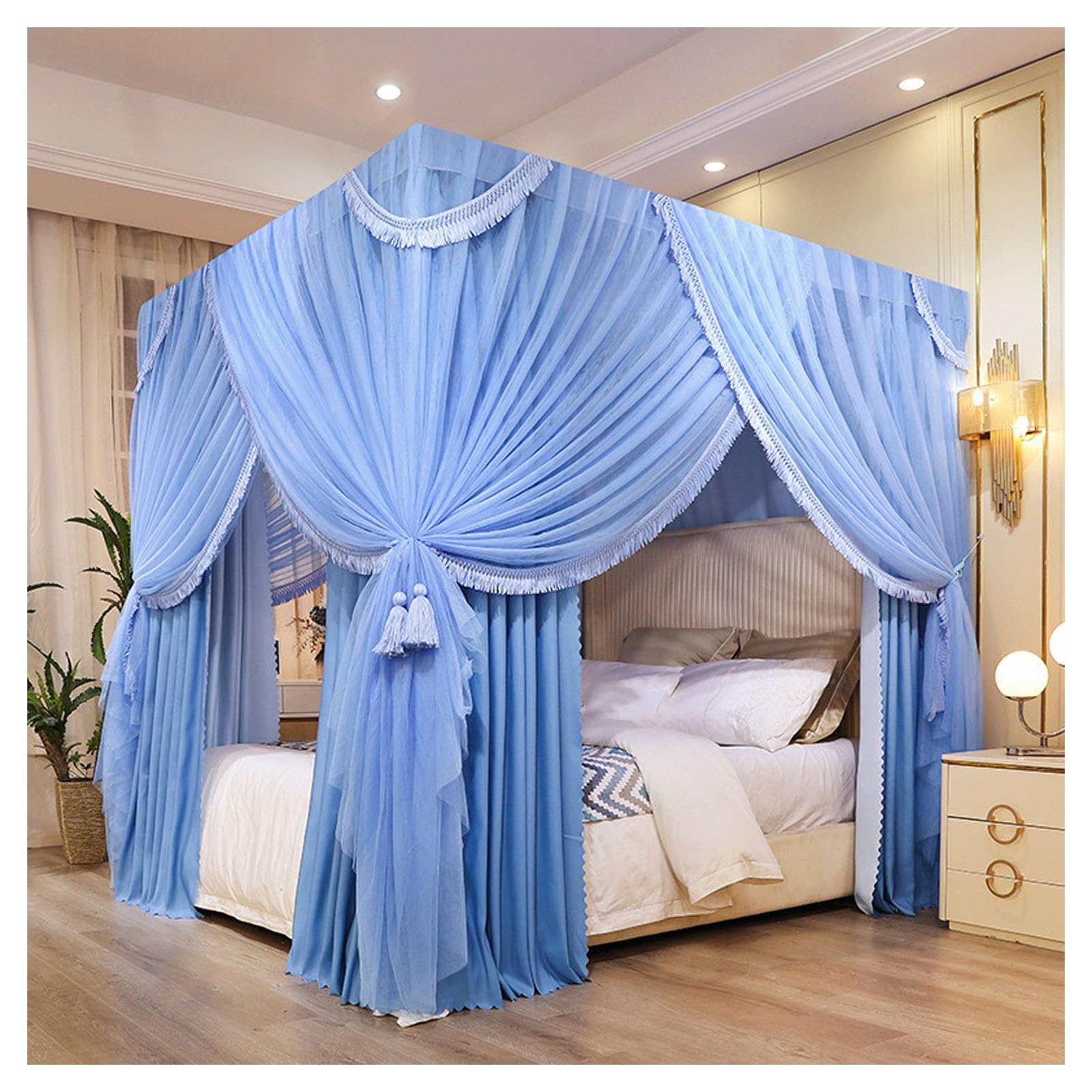 Cortinas de cama con dosel decorativas para crear un dormitorio romántico de estilo colonial