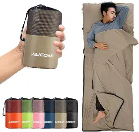 JAICOM Forro de saco de dormir, lençóis de viagem e saco de dormir para adultos, saco de dormir de verão ultraleve e portátil - ideal para mochilão, hotéis e pousadas, viagens de negócios, acampamento