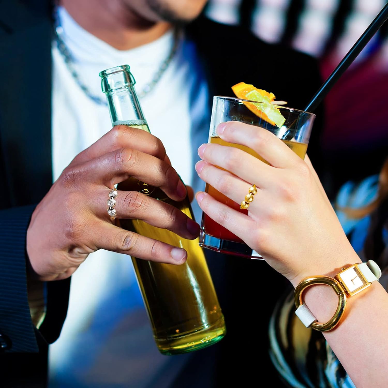 Hicarer 5 Pieces Anxiety Fidget Ring Open Adjustable Rings Stainless Steel Rotating Bead Ring Adjustable Finger Single Coil Spiral Spinner Bead Rings for Men and Women Beads Rotate Jewelry : Clothing, Shoes & Jewelry