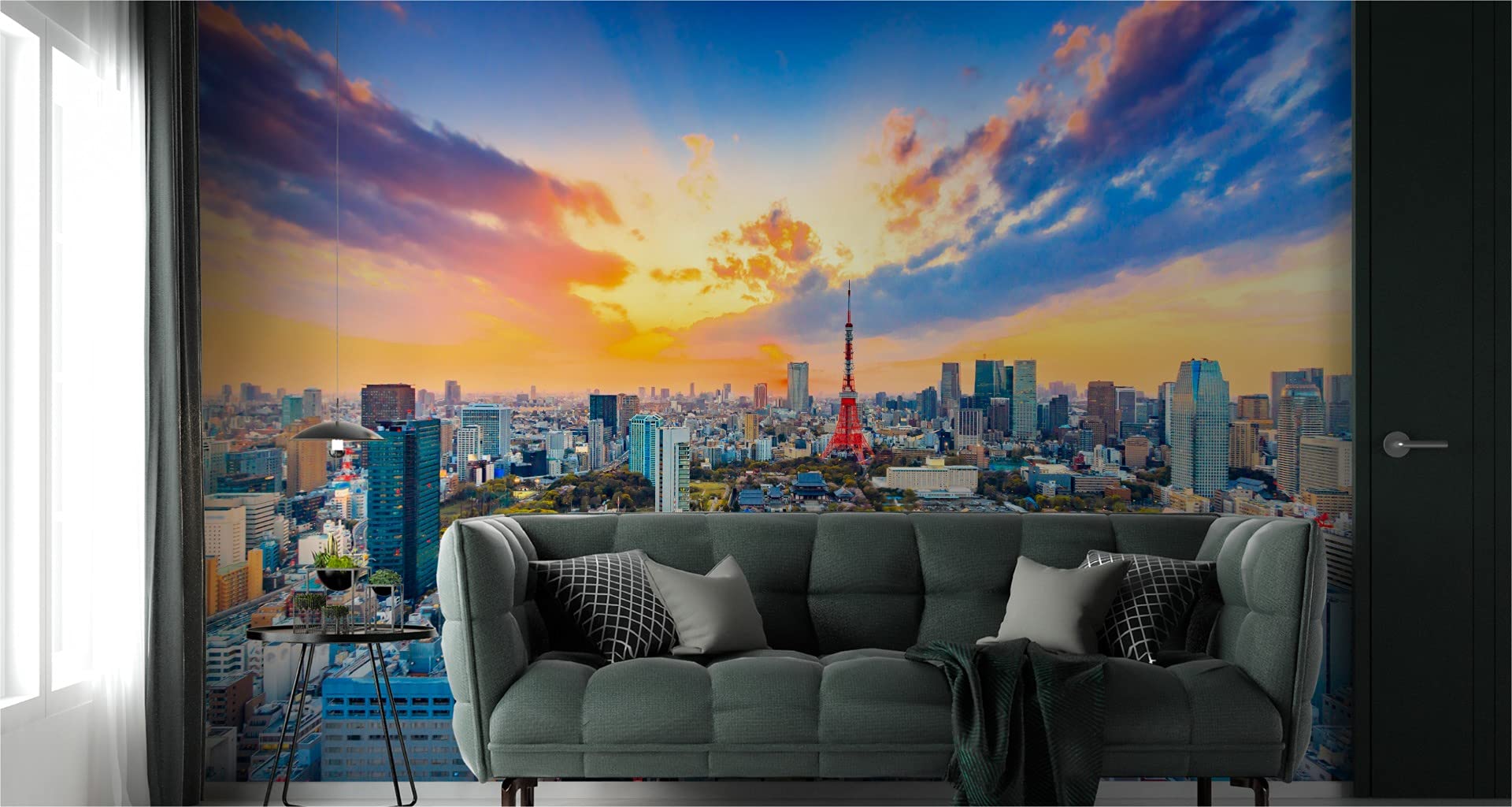 Muralo Fototapeta z włókniny 300 x 210 cm, Tokio, miasto, Japonia, tapeta architektura, budynek, drapacz chmur, Tokio, do salonu, sypialni, obraz ścienny XXL, ściana: szer. 300 cm x wys. 210 cm