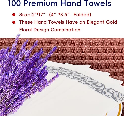 Vista 6 de JOLLY CHEF 100 toallas de mano desechables, suaves y absorbentes, de tacto de lino, elegantes toallas de papel decorativas para cocina, baño, bodas