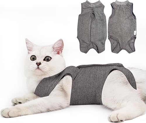 DOTON Cat Recovery Suit for Male and Female Surgical Post Surgery Soft Cone Onesie Shirt Clothes Neuter Licking Protective Diapers Outfit Cover