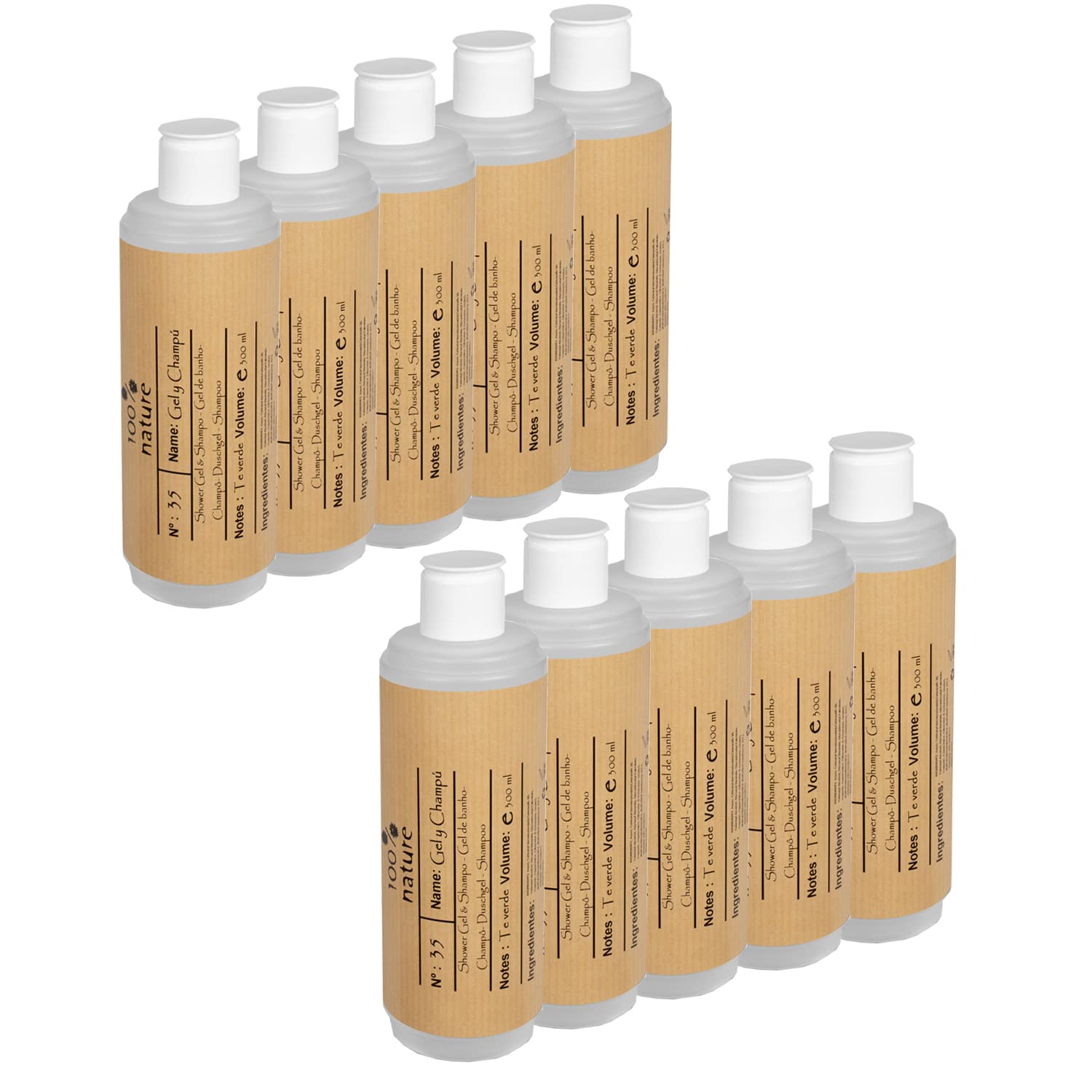 10 Spender-Nachfüllflasche 400ml, enthält 2in1 Duschgel und Shampoo | Wiederauffüllbar und widerstandsfähig | Quetsch Spender | Zur Verwendung in Kombi mit unserer Wandhalterung | 10 Stück