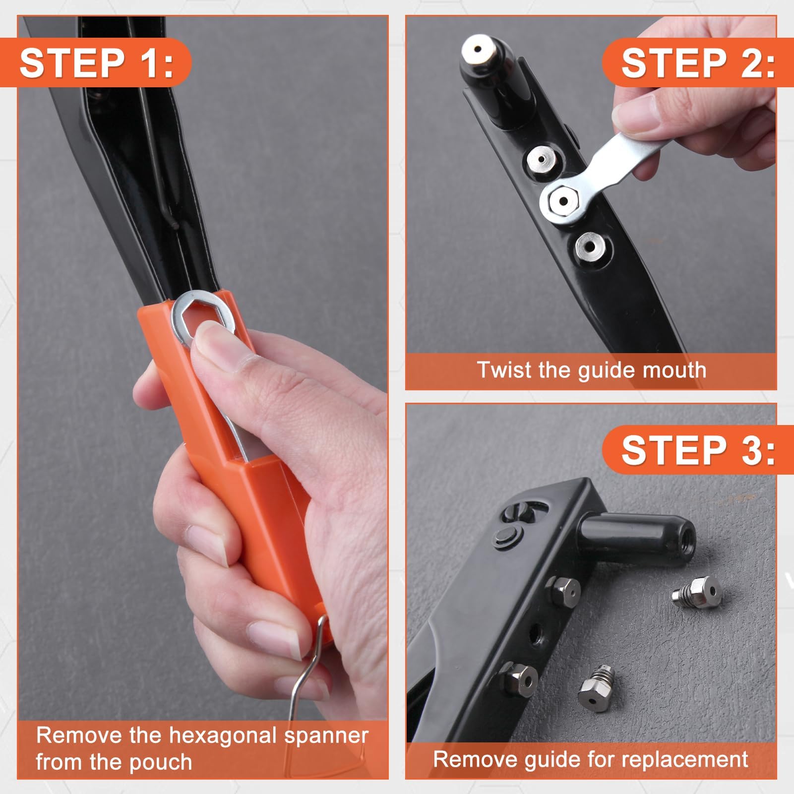GOLD DEER 4-in-1 Heavy Duty Hand Riveter Rivet Gun Pop Rivet Tool Kit with 100 Rivets 3/32-inch, 1/8-inch, 5/32-inch - Image 4