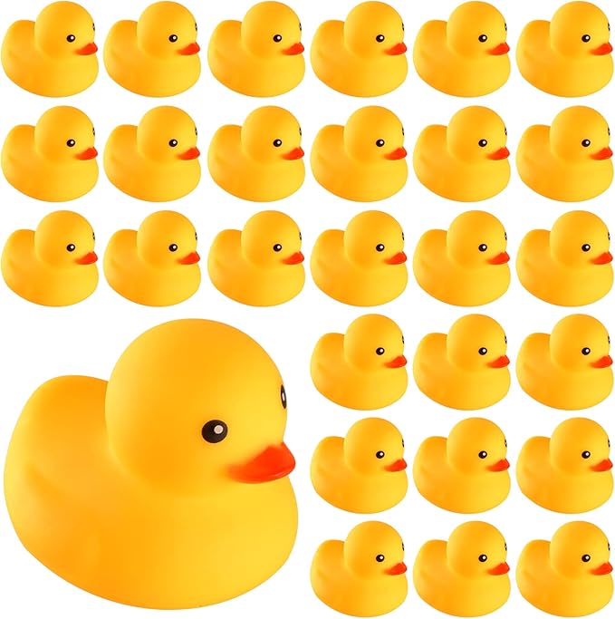 50pcs Rubber Ducky Bath Toy for Boys Girls, Squeak and Float Yellow