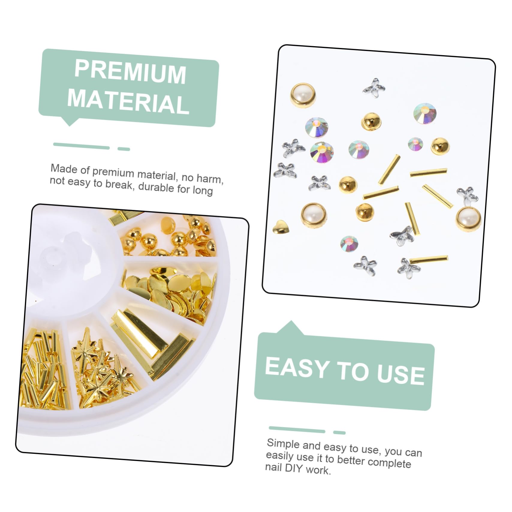 Beavorty 3 Set Di Gioielli Per Manicure in Lega Di Zinco Per Nail Art Borchie Con Rivetti Decorazioni Per Unghie Accessori Per Unghie Eleganti Decorazioni Per Manicure 9 Scatole*3