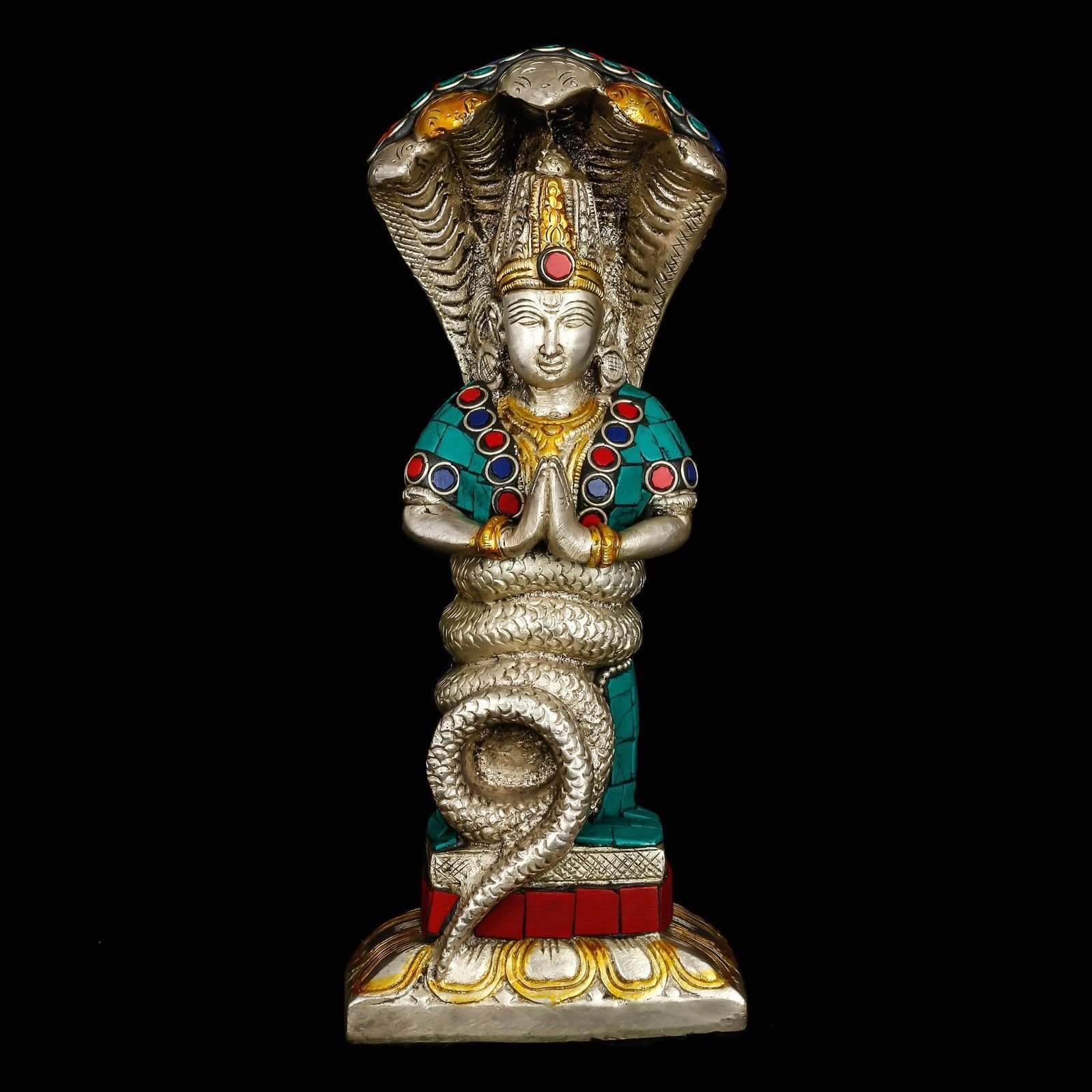 Amazon｜22cm Patanjali Statue Hindu God Brass Statue Stone Inlay