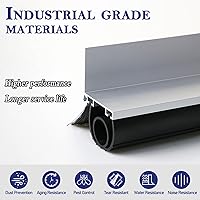 Vista 3 de Juntas de puerta de garaje, sellos de goma inferior en forma de U+O resistentes con base de retención de pista de aluminio + kit de combinación
