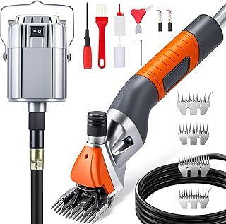 Sheep Shears Professional 1000W 2800RPM Hanging Type Electric Sheep Clippers for Thick Coats, Livestock Shearing Machine with 13-Teeth High Carbon Steel Blades for Sheep, Goat, Cattle (Orange)