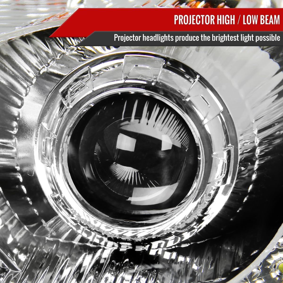 SMD LED Light Strip Projector Headlights (Chrome Housing/Clear Lens) Made for and Compatible with 2006-2009 Nissan 350Z