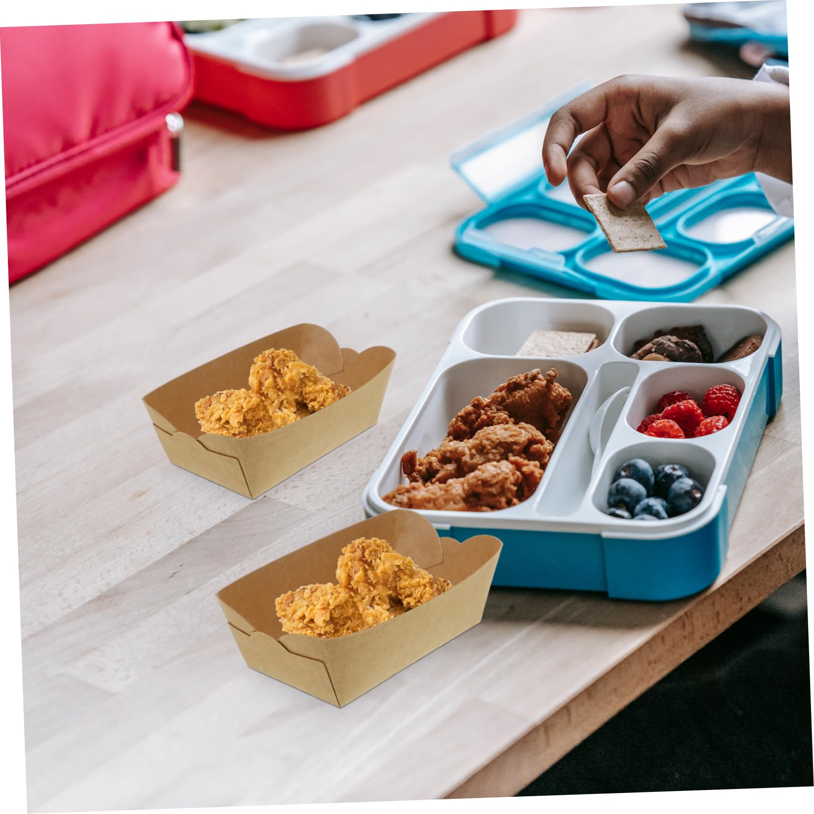 Cabilock 100pezzi Scatole in Carta Kraft da Asporto per Cibo Caldo e Freddo Adatti Fast Food Pollo Fritto Tacos Hot Dog e Snack per Bancarelle di Cibo Ristoranti e Eventi