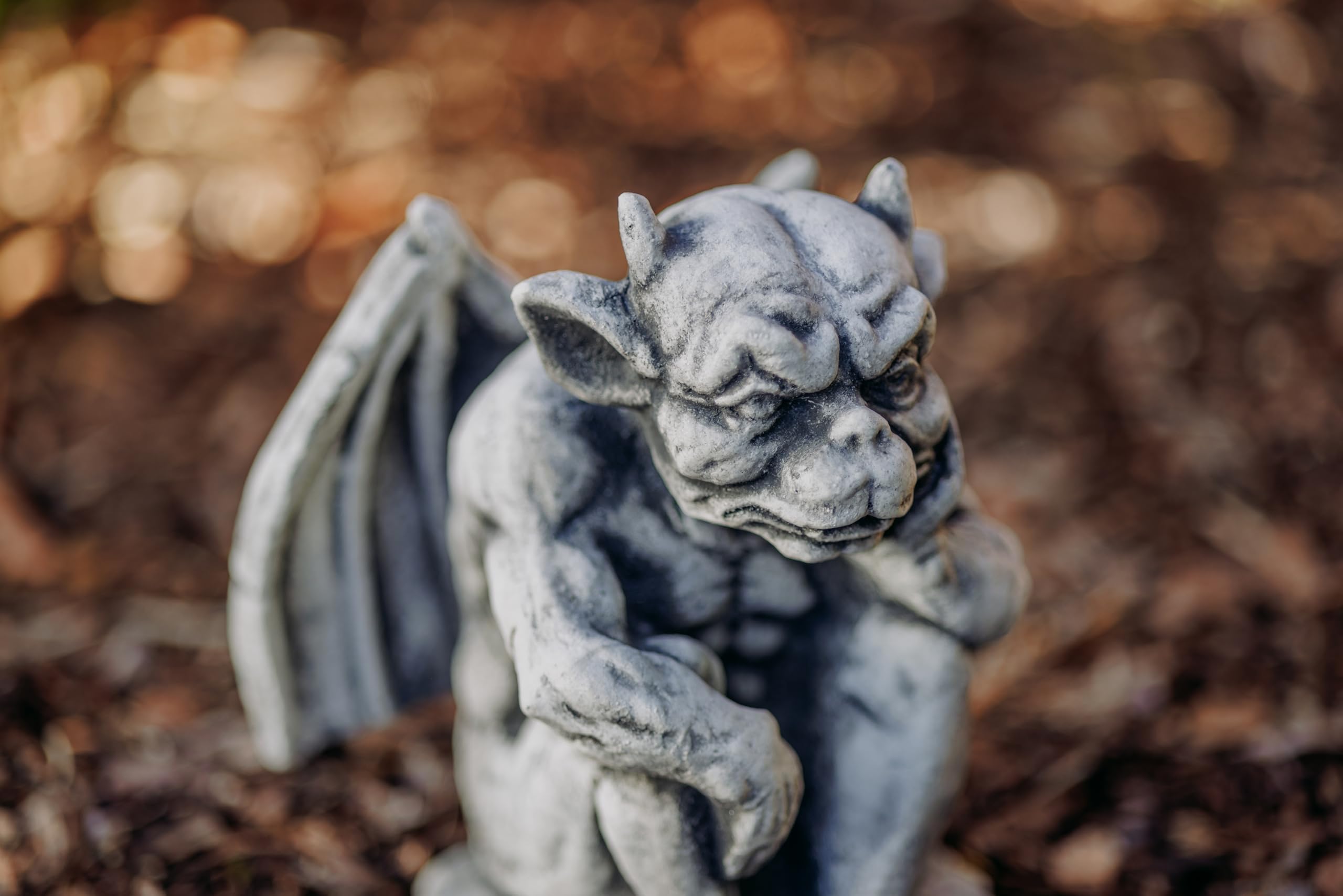 gartendekoparadies.de Gargoyle Torwächter Gartenfigur, 21 cm Höhe, Steinguss, Grau, Mittelalterlicher Stil, 4 kg, Grau, Steinguss, frostsicher für Außenbereich