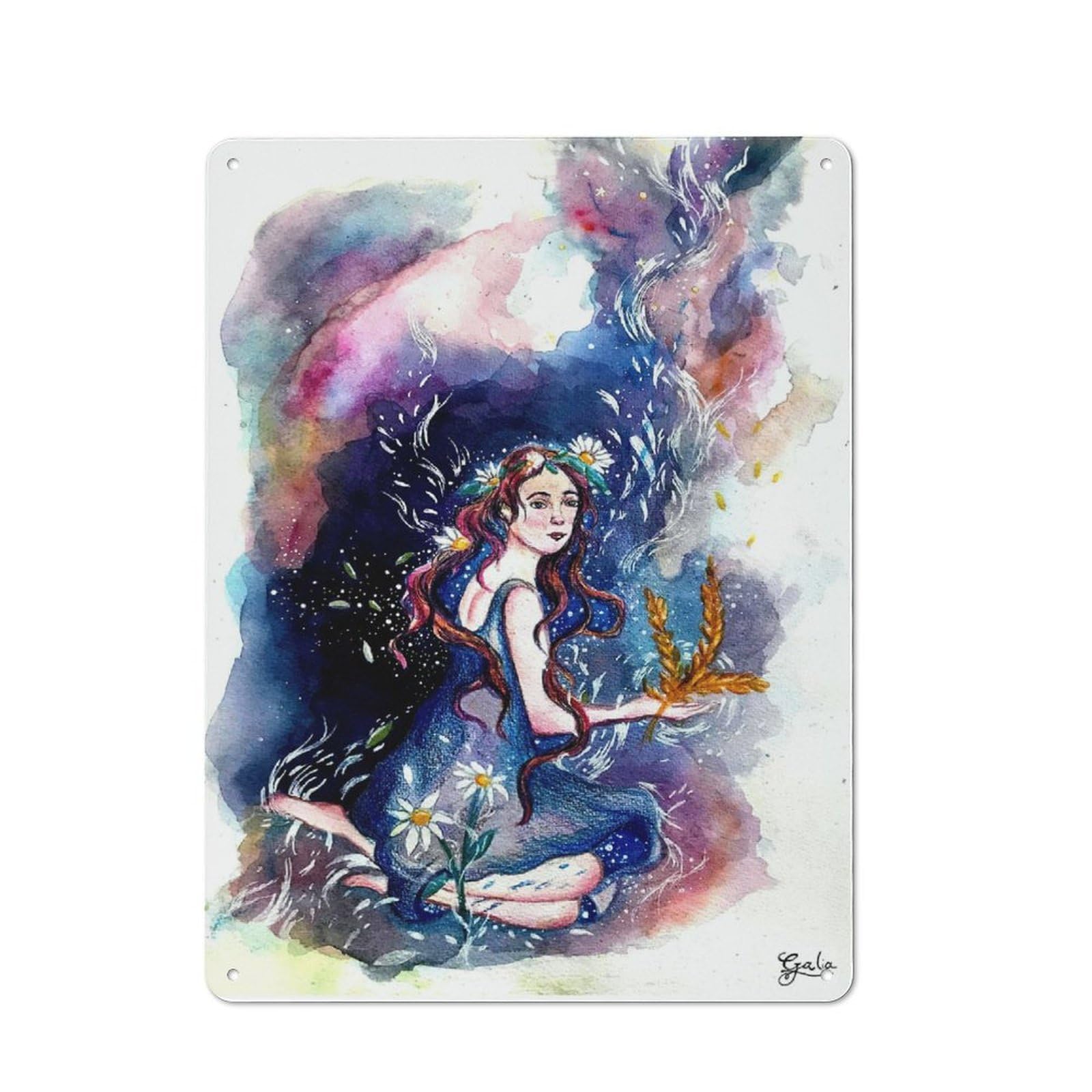 Junmoney Signo Zodiacal Virgo Tin Wall Plaque 40X30cm With For Man Cave Or Games Room, A Housewarming Gift For Leisure-Room Decor Enthusiasts