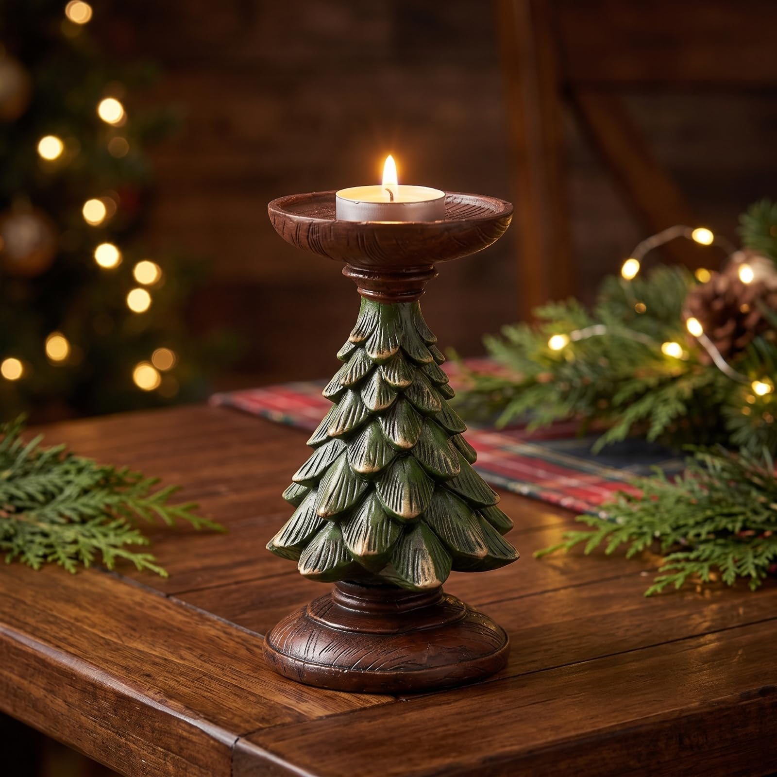 Gralara Portacandele a Forma di Albero di Natale da Tavolo Porta Tealight con Base Decorativo Candeliere per Centrotavola, Oro, Set Da Tre