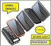 Güneş Enerjili 20000 Mah Powerbank solar 4 Panel Su Geçirmez Hızlı PD 20W Hızlı Şarj