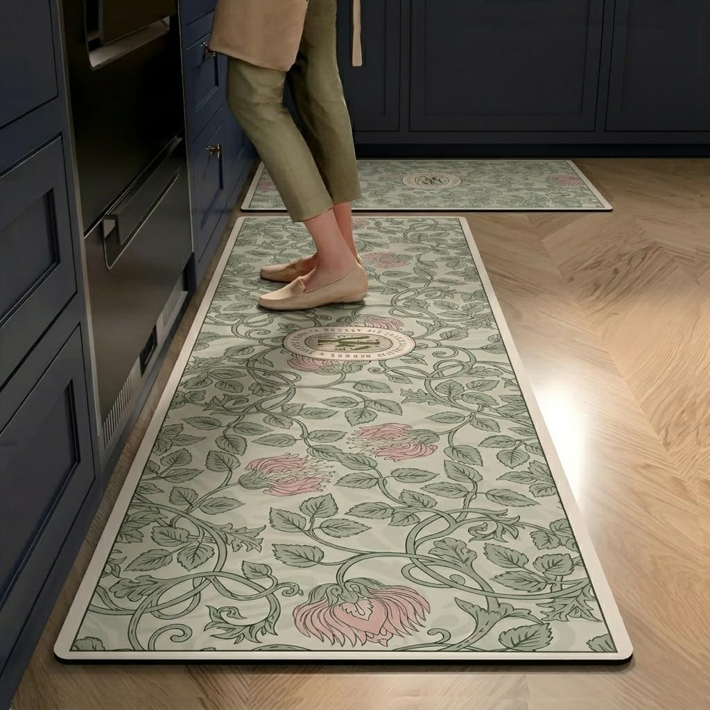 Royser Kitchen Runner Mat Set of 2 Anti Fatigue Cushioned Floor Rugs, Waterproof Non Slip Memory Foam Standing Mats for Sink, Cooking, Home Office, Laundry & Daily Comfort Use