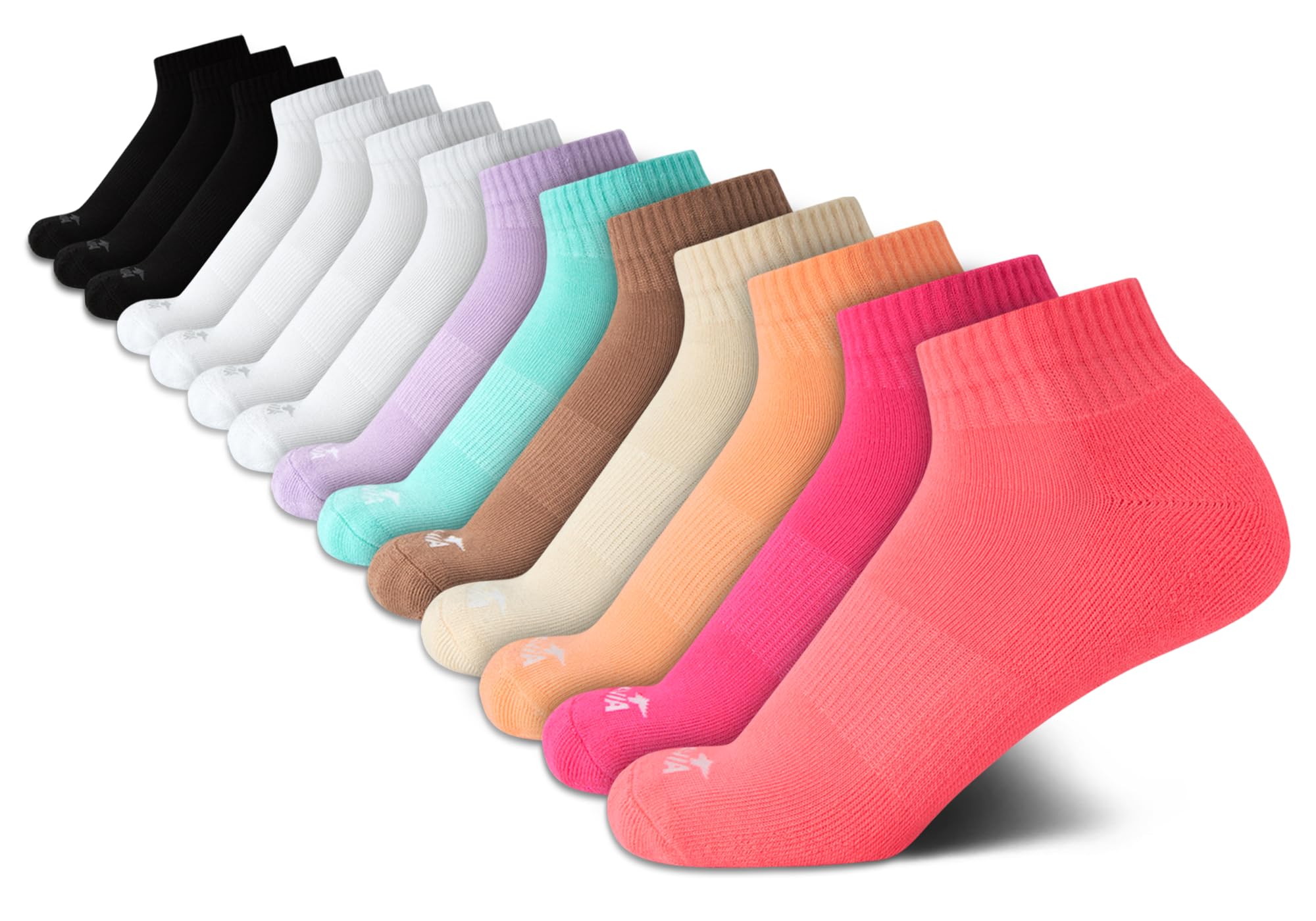 AviaWomen's Quarter Socks - 10 Pack Moisture Wicking Performance Cushioned Athletic Socks for Running, Sport, and Hiking