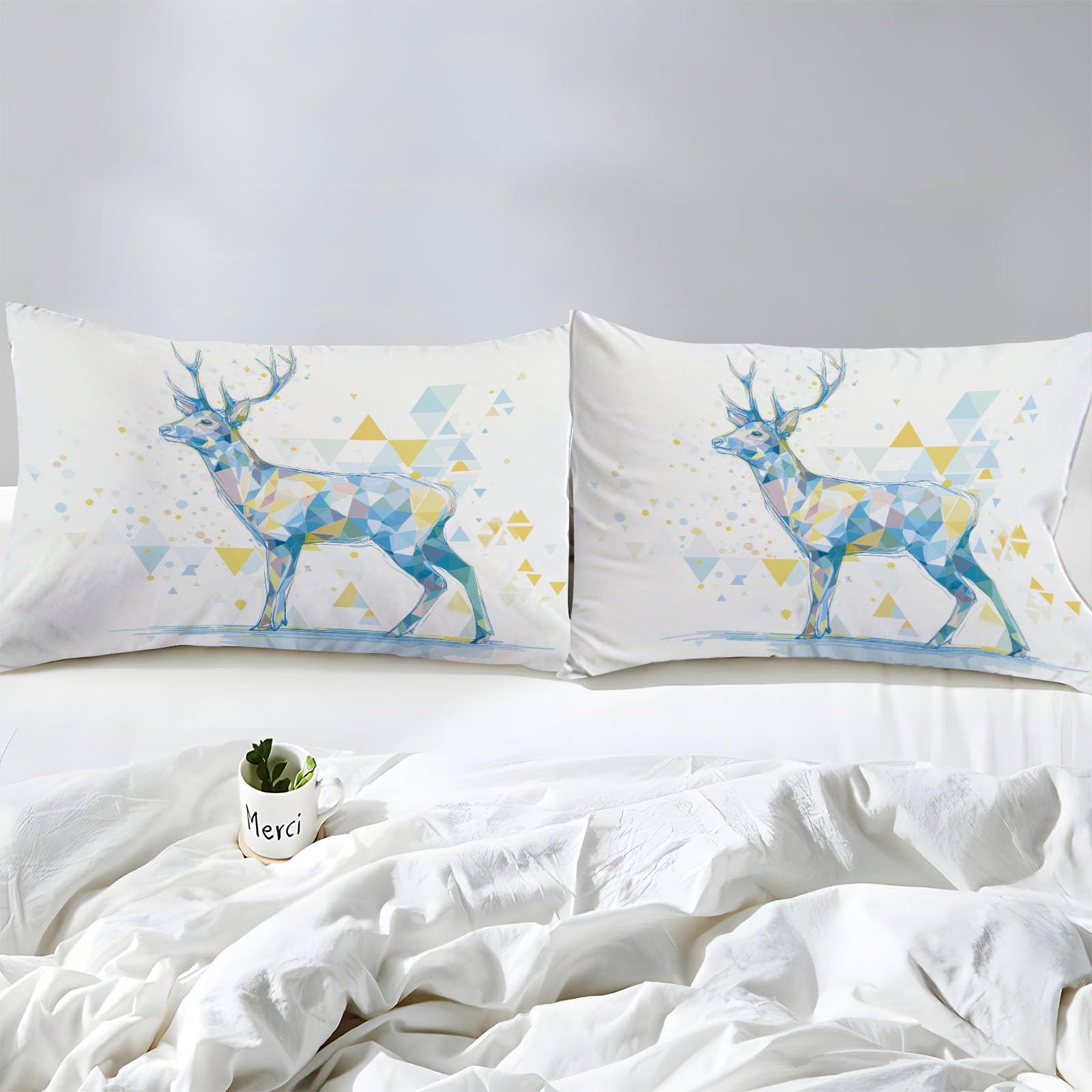 Drap Housse 180 x 200 cm Animaux Cerfs Drap Housse Doux Résistant