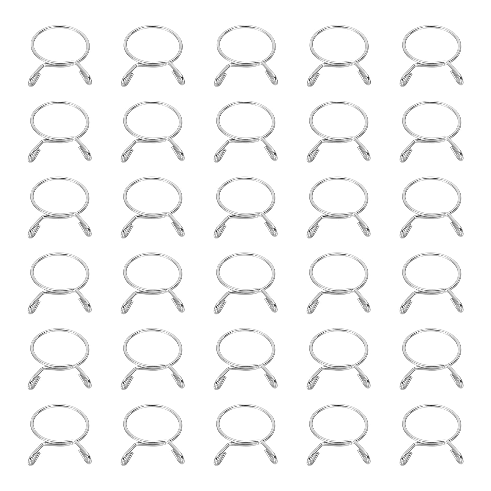 sourcing map Fuel Line Hose Clips 30Pcs 33mm ID 36.5mm Clamp Dia. 304 Stainless Steel Tubing Spring Clips Clamps Assortment for Air Hose Tube Water Pipe Motorcycle Scooter ATV, Silver