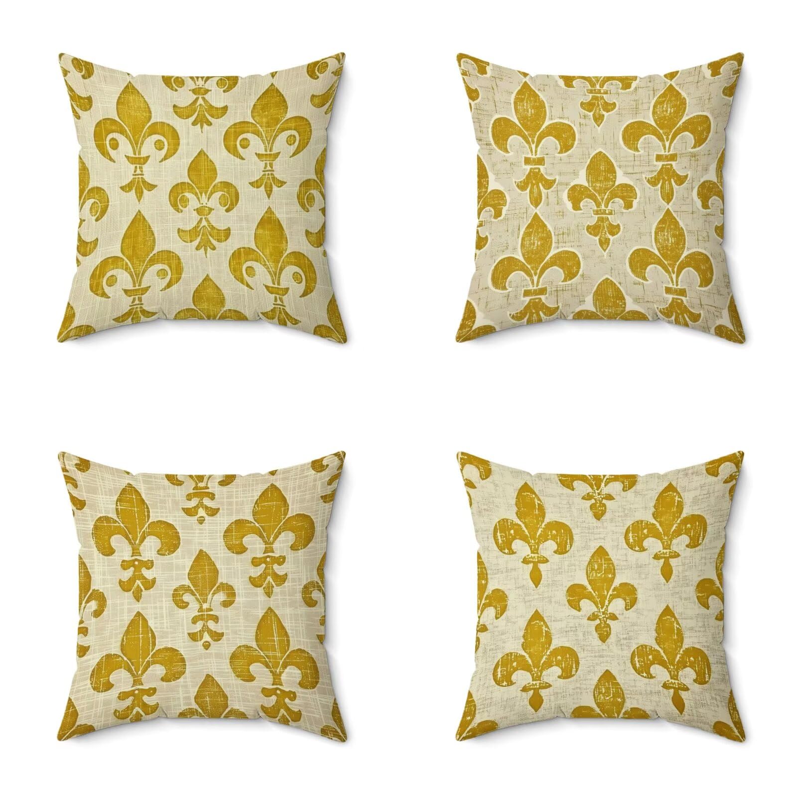 C-3816 poszewki na poduszki w stylu retro, 75 x 75 cm, zestaw 4 wodoodpornych poszewek na poduszki na zewnątrz, kwadratowe, miękkie, dekoracyjne poszewki na poduszki, styl vintage, niewidoczny zamek