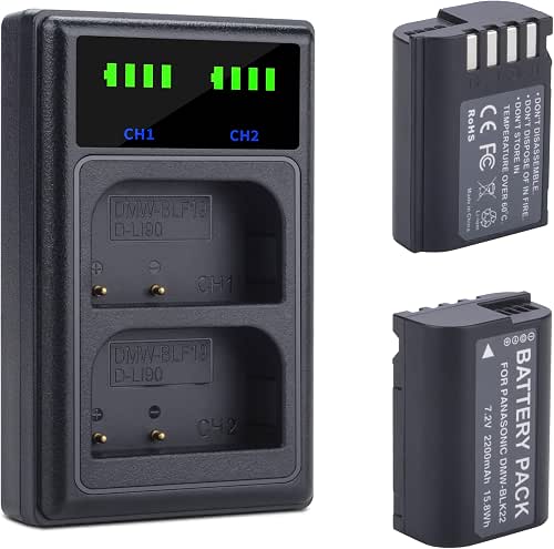 2400mAh DMW-BLK22 Battery, 2 Packs, Compatible for Panasonic Lumix DC-S5