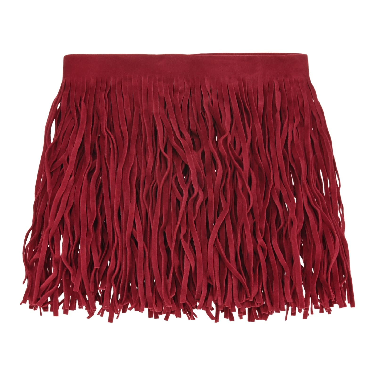 M METERXITY PU Leather Fringe Trim, 1 Yard 6 Inch Watermelon Red Double Side Suede Tassel Sewing Trim for DIY Craft/Sewing Dress Costume/Bags Shoe Decoration, Fringe Tassel