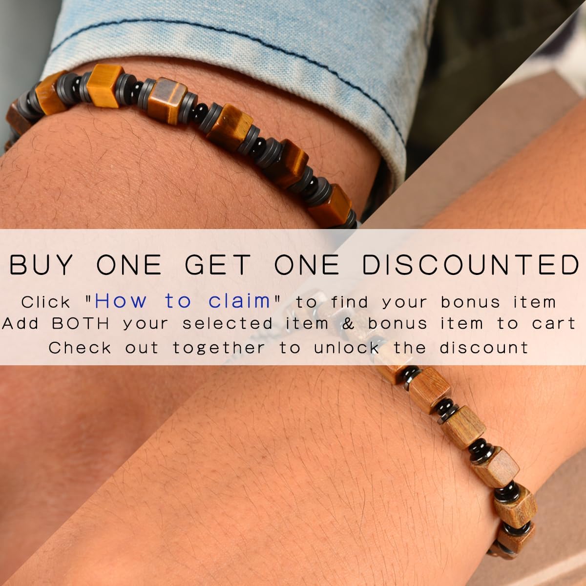 Men's Tiger's Eye Hematite & Black Onyx Beaded Bracelet, Handmade Adjustable Stainless Steel Chain, Chakra Jewelry Gift for Dad, Husband, Boyfriend