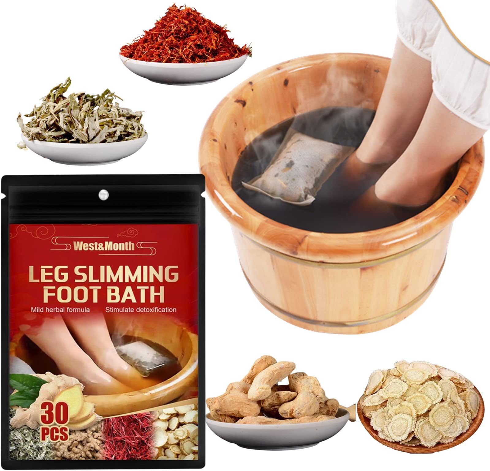 Ginger Foot Soak 30 Pieces Ginger Foot Bath Pedicure Foot Soak Foot Spa Soak for Feet Care Better Sleep Relieve Stress