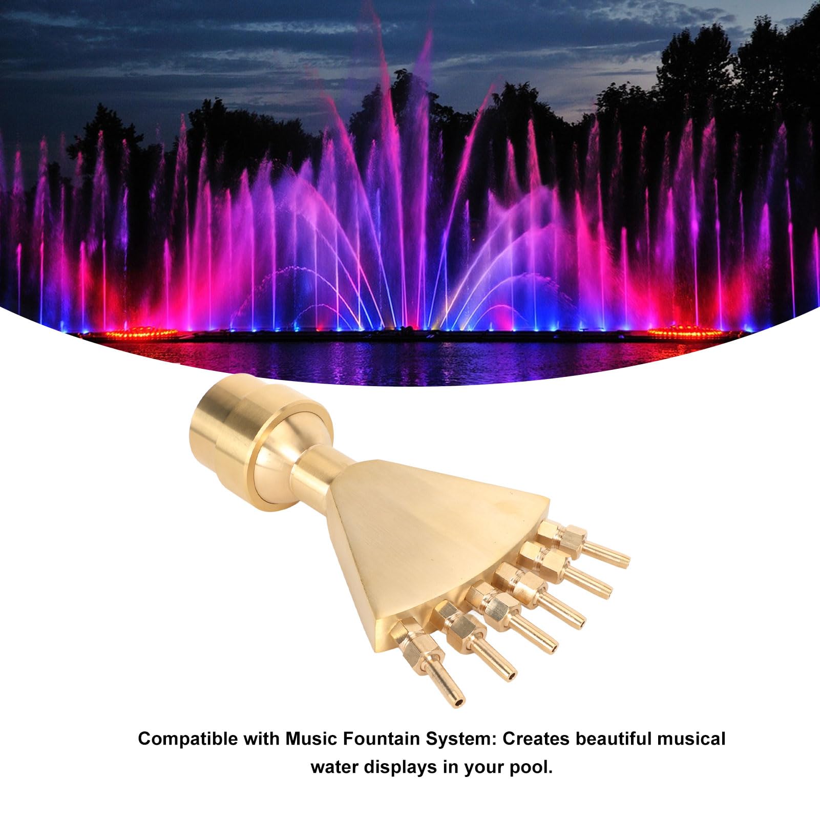 Buse De Fontaine En Laiton G2 DN50 | Style Colonne En V | Pour Bassin, Jardin, Fontaine Musicale | Dorée