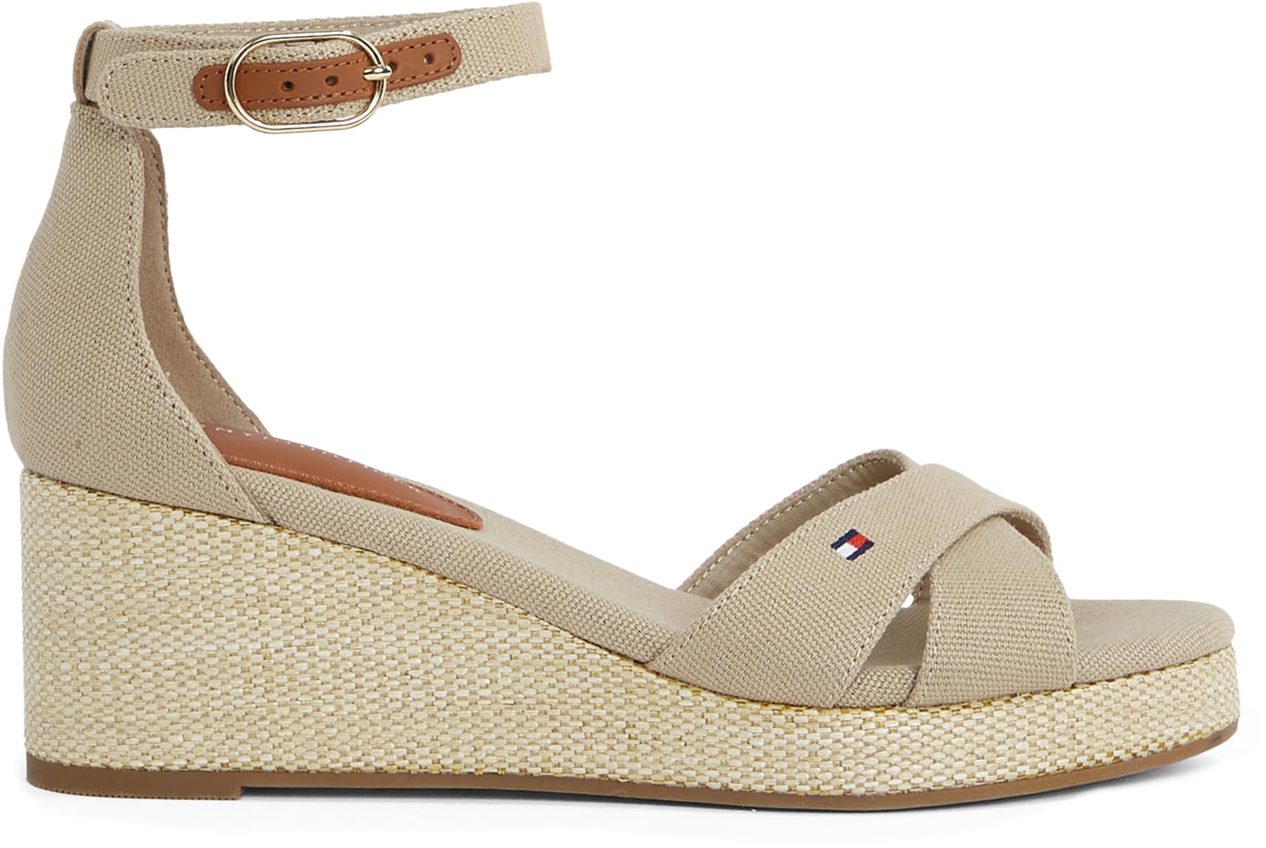 Tommy Hilfiger Damen Wedge Sandalen Flag Criss-Cros Mid mit Knöchelriemen