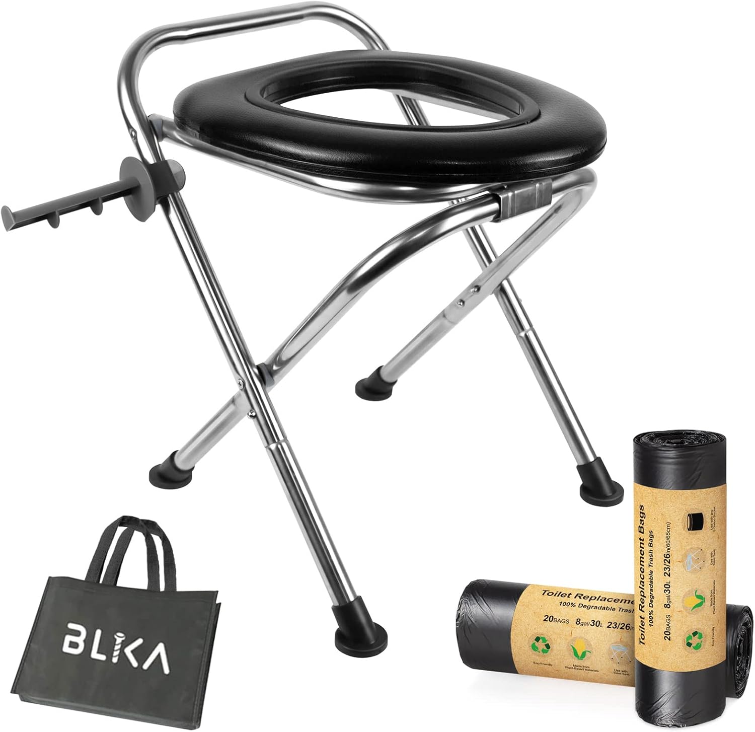 BLIKA Upgraded Portable Toilet for Camping, 350LBS Weight Capacity Portable Camping Toilet with Toilet Replacement Bags : Sports & Outdoors