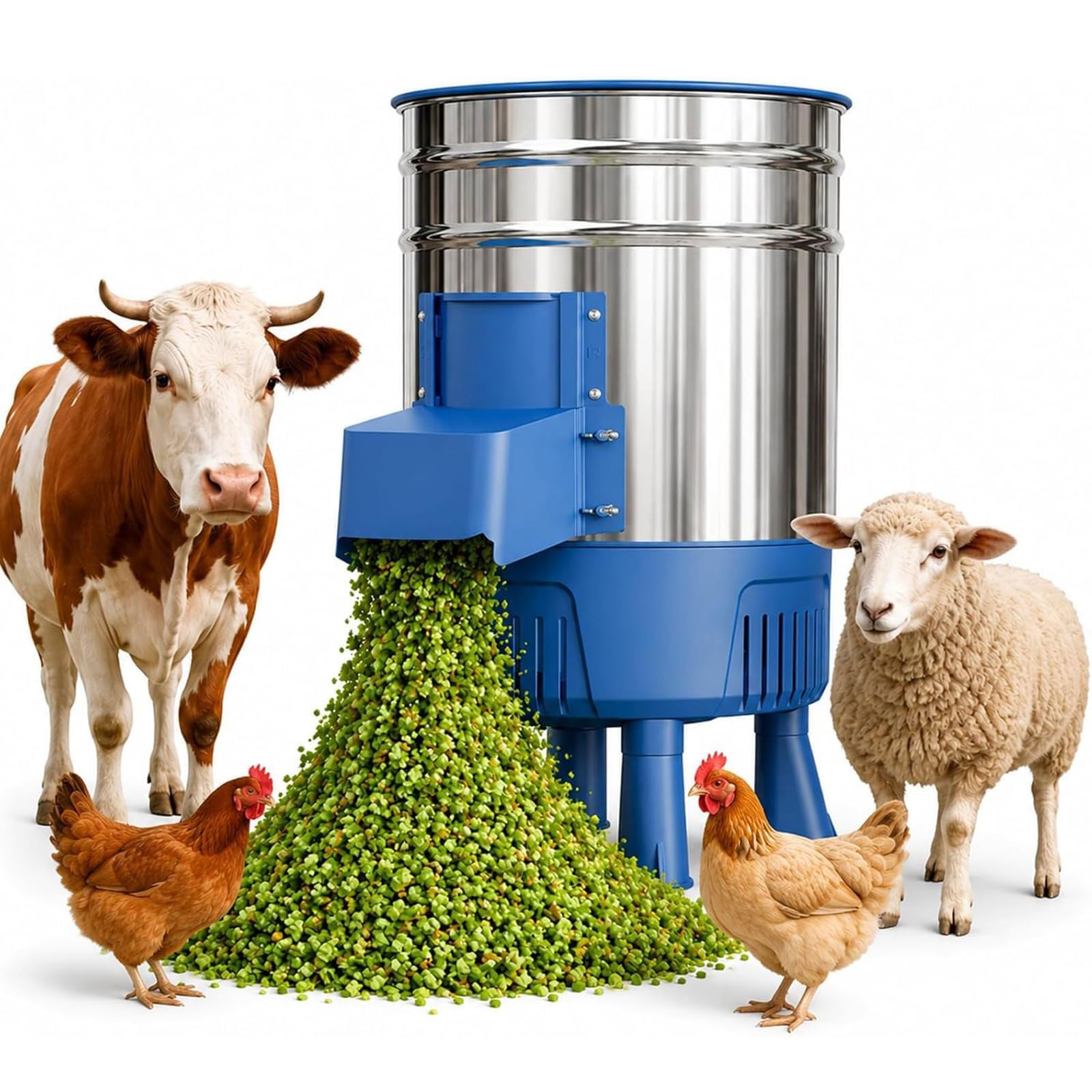 Picadora Verduras eléctrica Comercial, procesador alimento for Corral | Trituradora paja picadora alimentos multifuncional acero inoxidable for ganado, ovejas, granja, trituradora alimento(1000W)