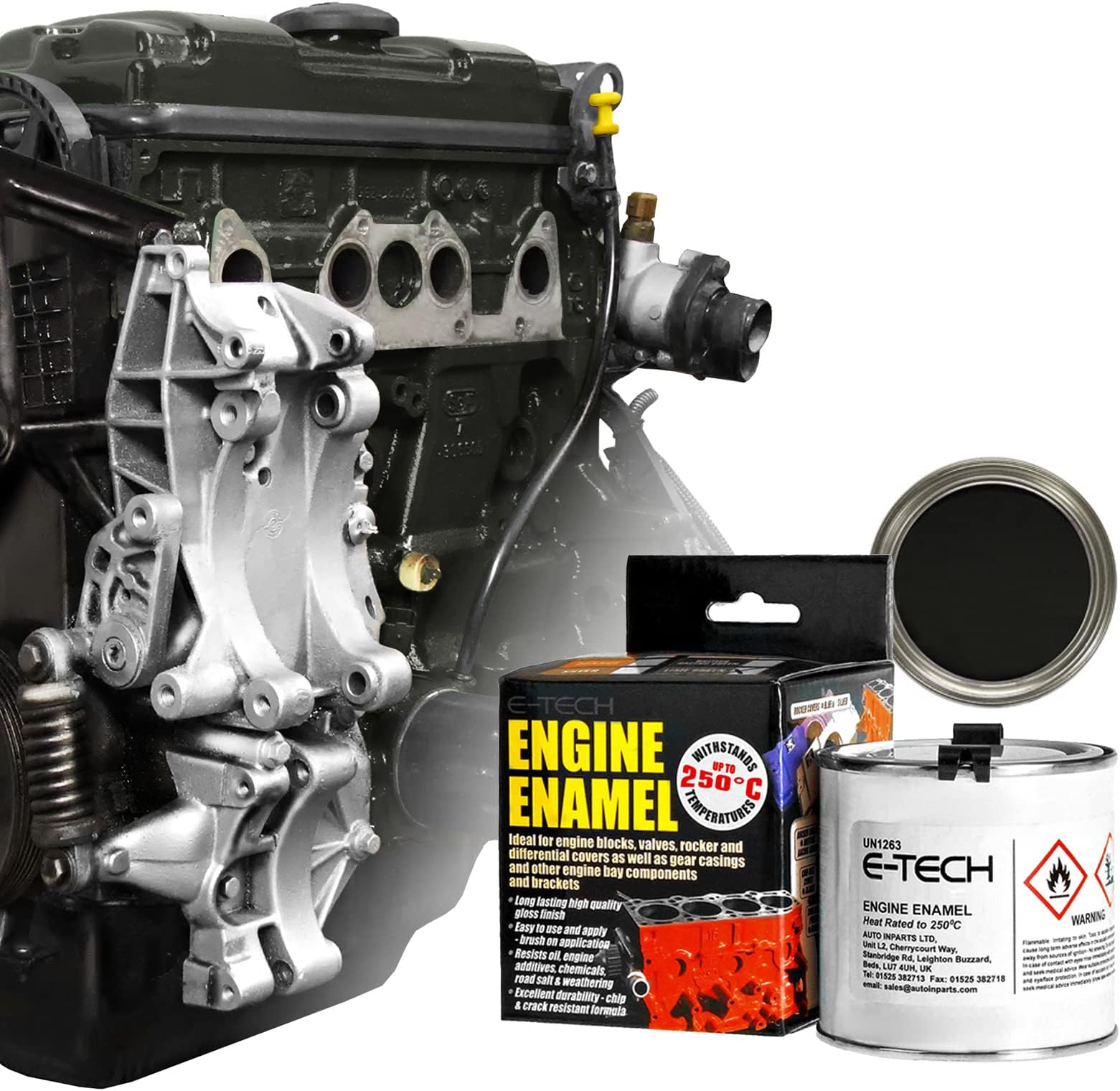 E-TECH - Matt Black - Car/Bike Engine Enamel Paint - 250ml…