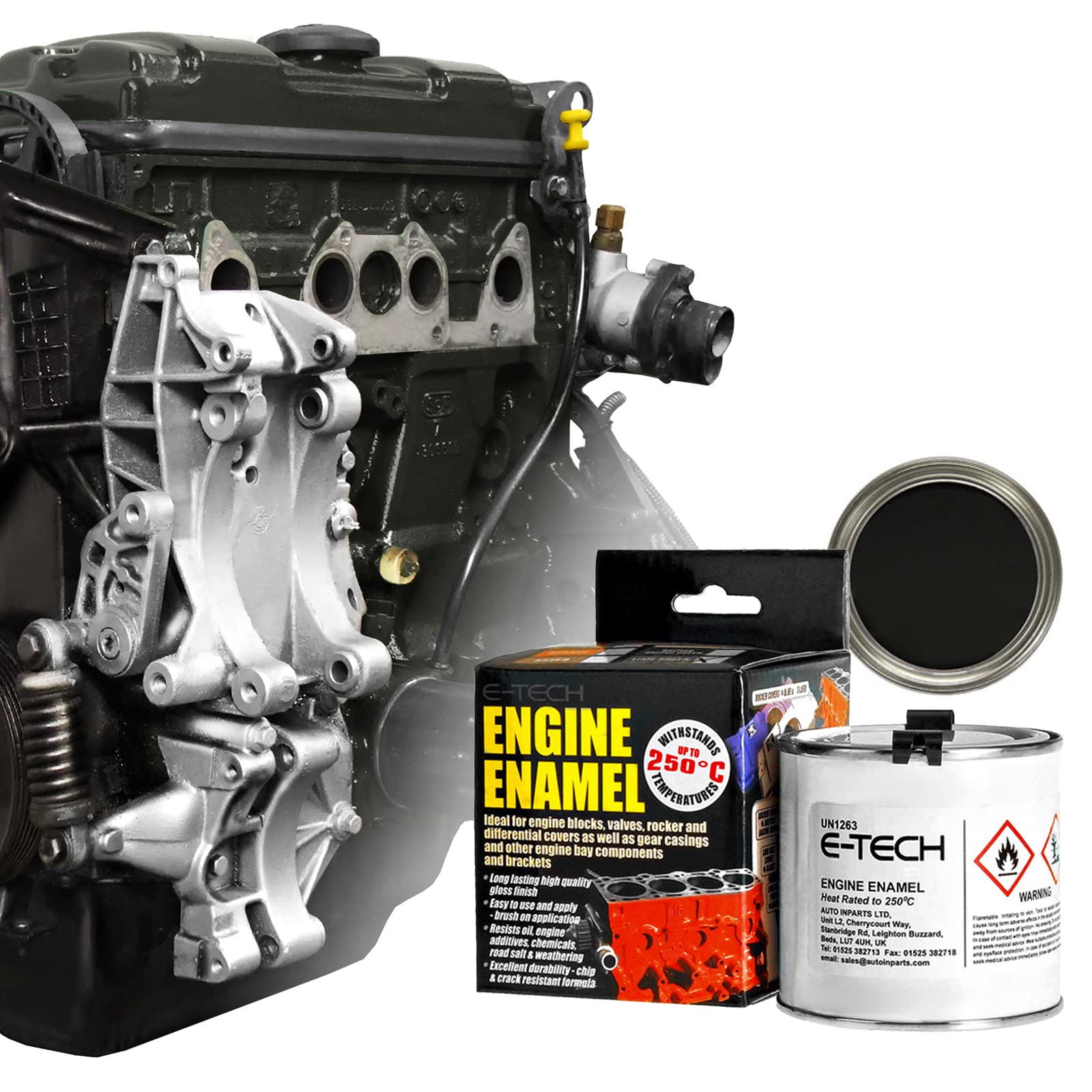 E-TECH - Matt Black - Car/Bike Engine Enamel Paint - 250ml…