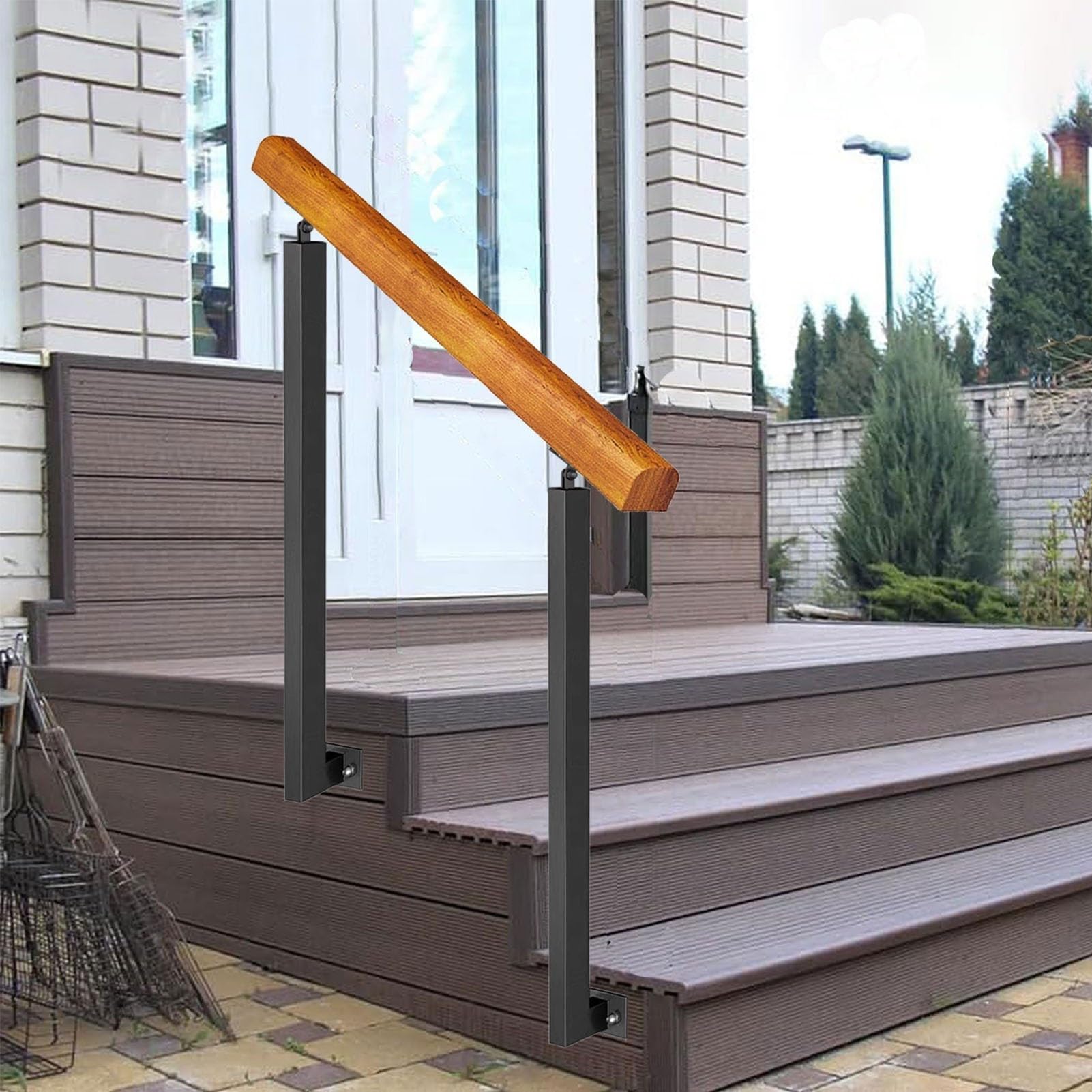 Rampe d'escalier pour porche avant et marches extérieures en métal