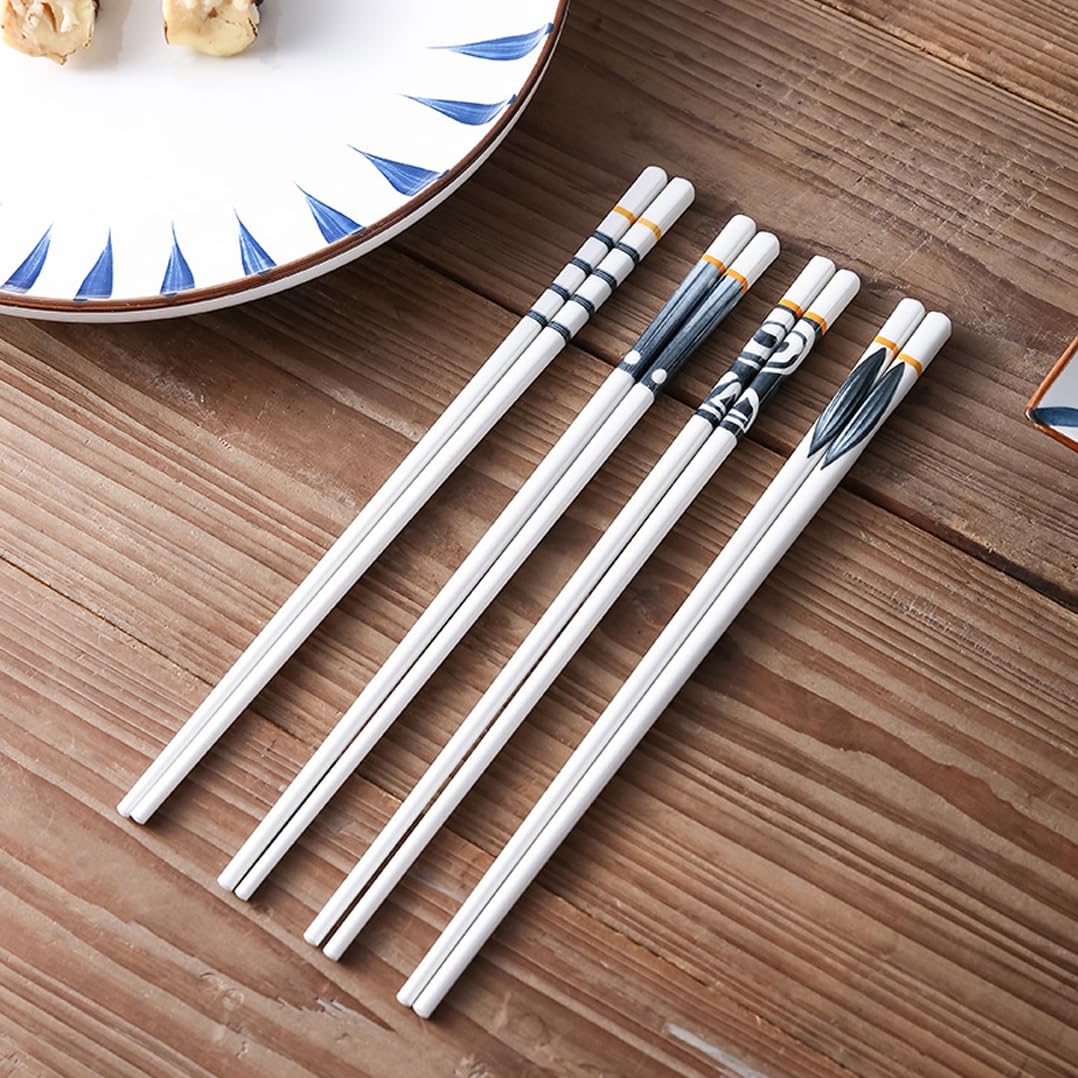Coffret Cadeau de Baguettes en Porcelaine Japonaise, 10 Paires de Baguettes réutilisables lavables au Lave-Vaisselle avec étui, Baguettes antidérapantes en céramique osseuse de Haute qualité W