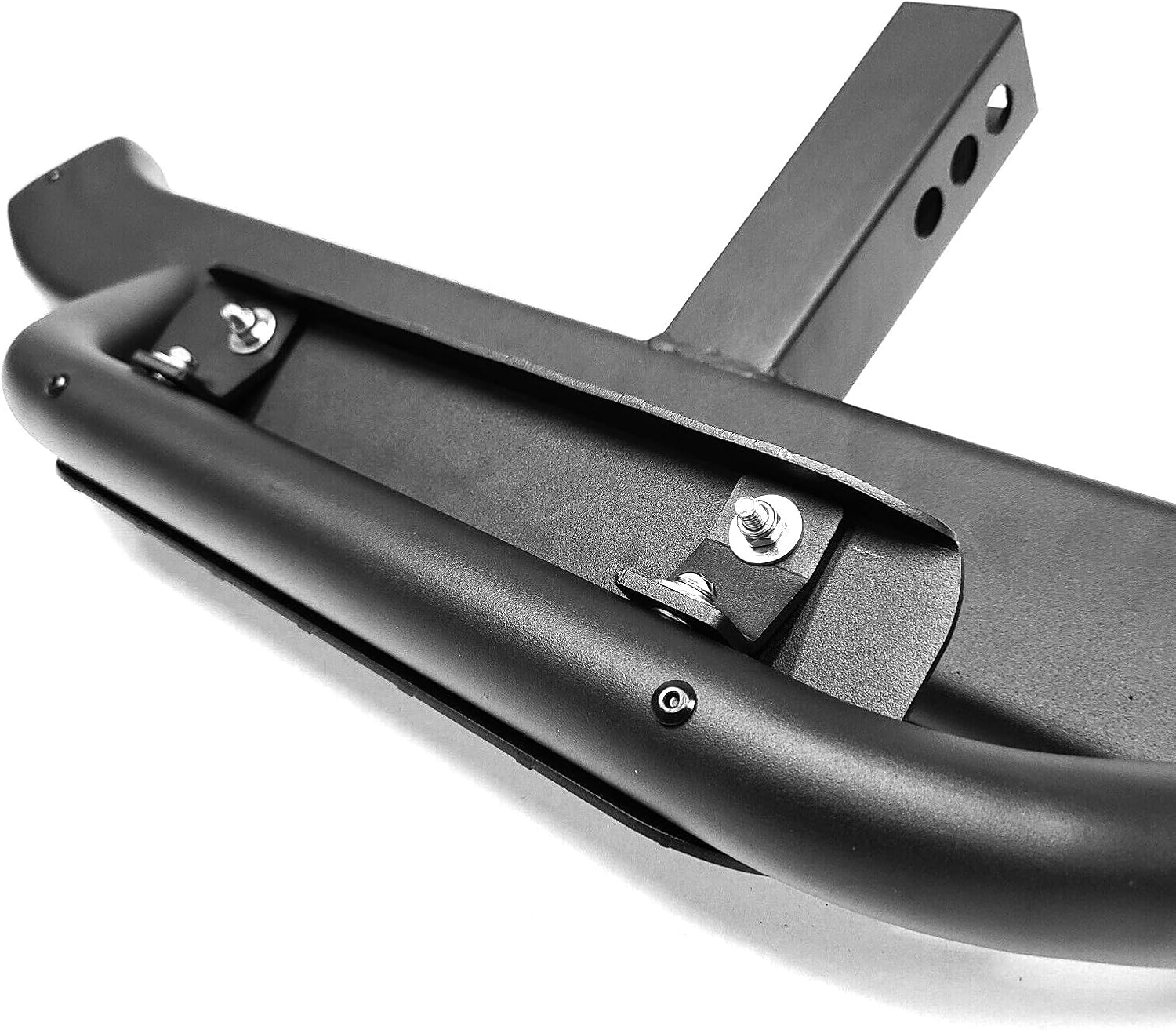Black Powder Coated 36" Triangular Tube w/Dropped-Down Step Anti-Slip Metal Plate Tow Hitch Step w/Hitch Pin & Anti-Rattle Plate fits 2" Receiver SUV Truck Trailer / 350lb Weight Capacity