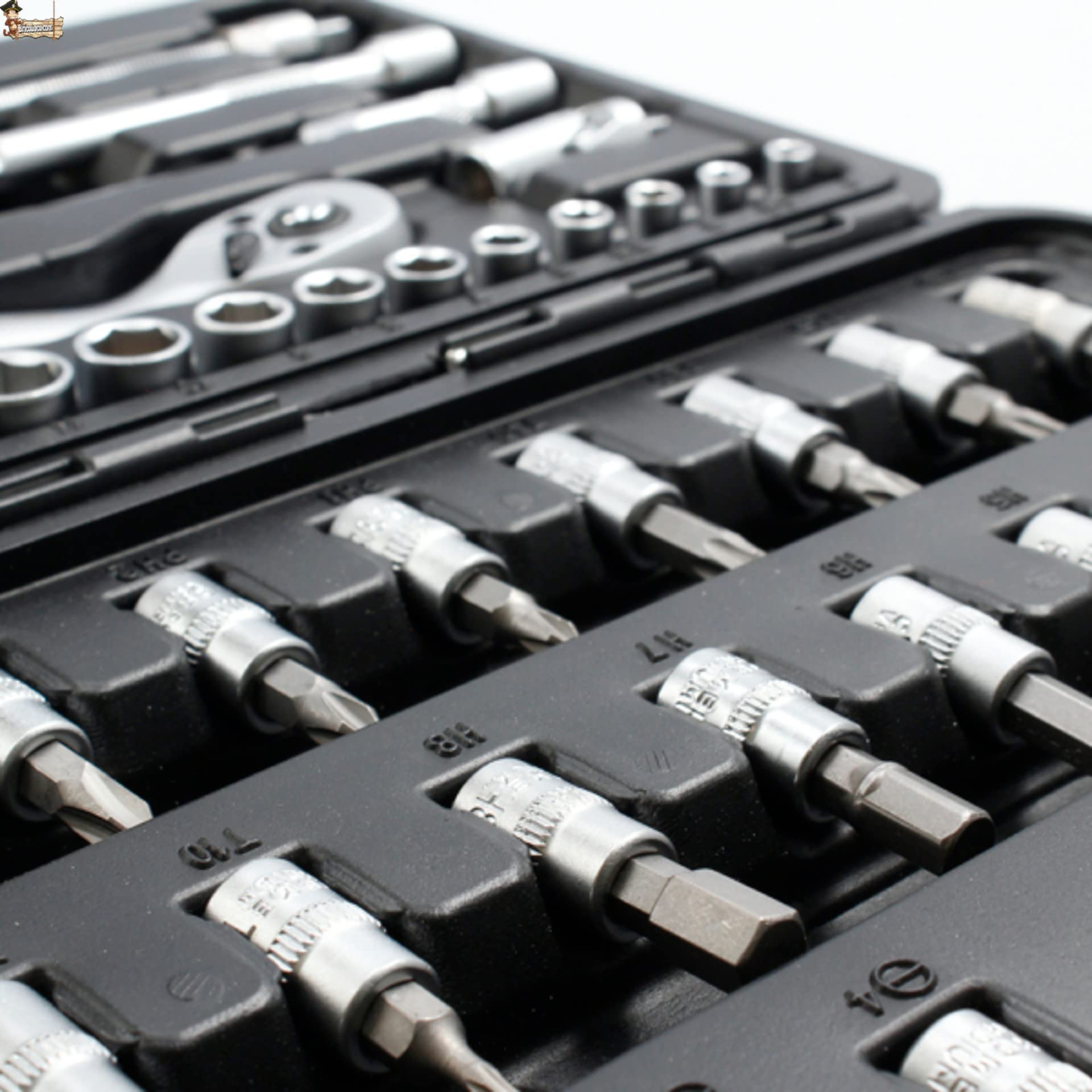 BricoLoco.com Zestaw kluczy do kubków grzechotkowych 1/4" Mechaniczne narzędzie warsztatowe DIY Zestaw 46 sztuk