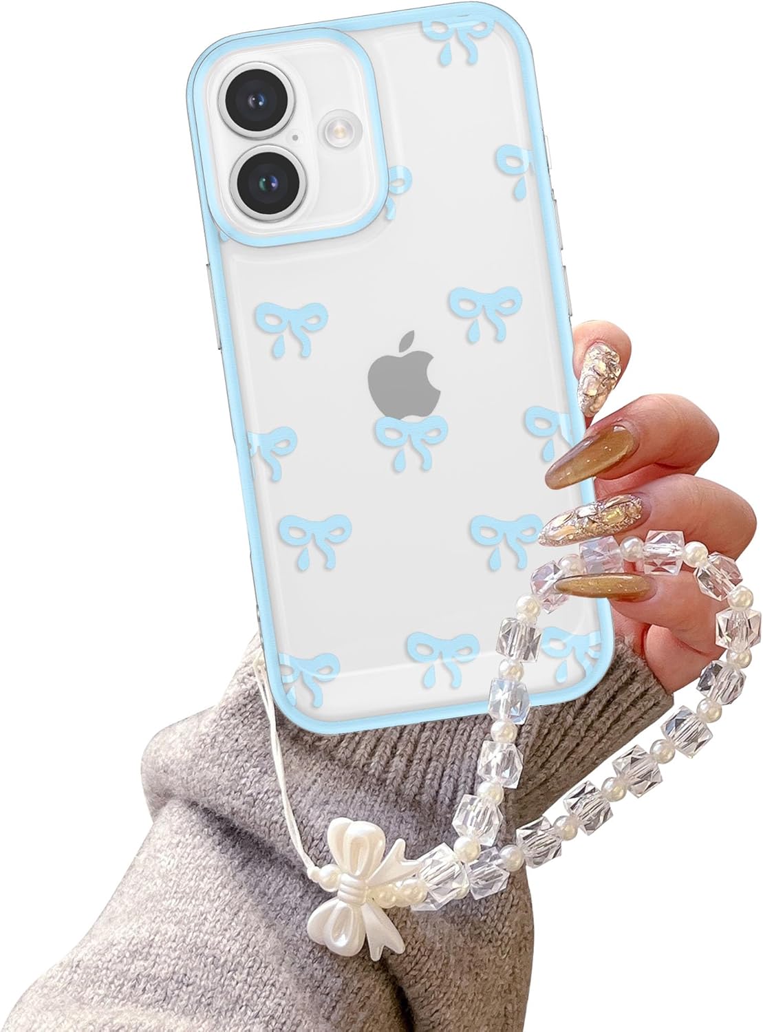 EYZUTAK Case for iPhone 16 Plus, Clear Cute Ribbon Bowknot Aesthetic Phone Case with Charm Bracelet Chain Raised Camera Protection Stylish Soft Durable TPU Protective Cover for Women Girls – Blue EYZUTAK Case for iPhone 16 Plus, Clear Cute Ribbon Bowknot Aesthetic Phone Case with Charm Bracelet Chain Raised Camera Protection Stylish Soft Durable TPU Protective Cover for Women Girls – Blue