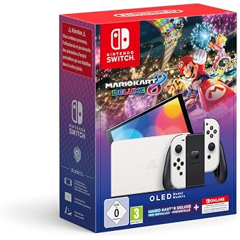 Nintendo Switch&trade; &ndash; OLED-Modell (wei&szlig;) + Mario Kart 8 Deluxe Switch Online &ndash; 12-monatige (365-t&auml;gige) Einzelmitgliedschaf