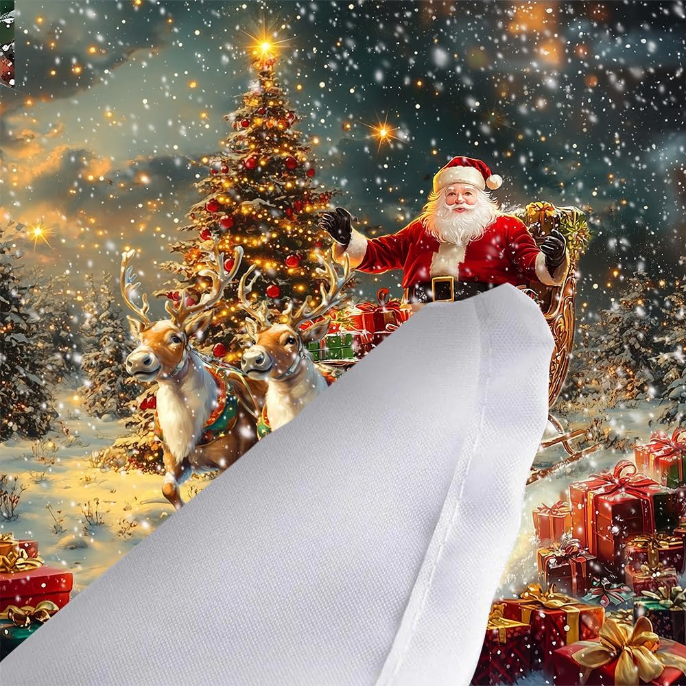 JAWO Christmas Shower Curtain Sets,Winter Santa Reindeer Tree Gift Funny Red Green Shower Curtains,Santa Claus Deer Bathroom Curtains for Boys Girls Holiday Bathroom Decor Curtains with Hooks,