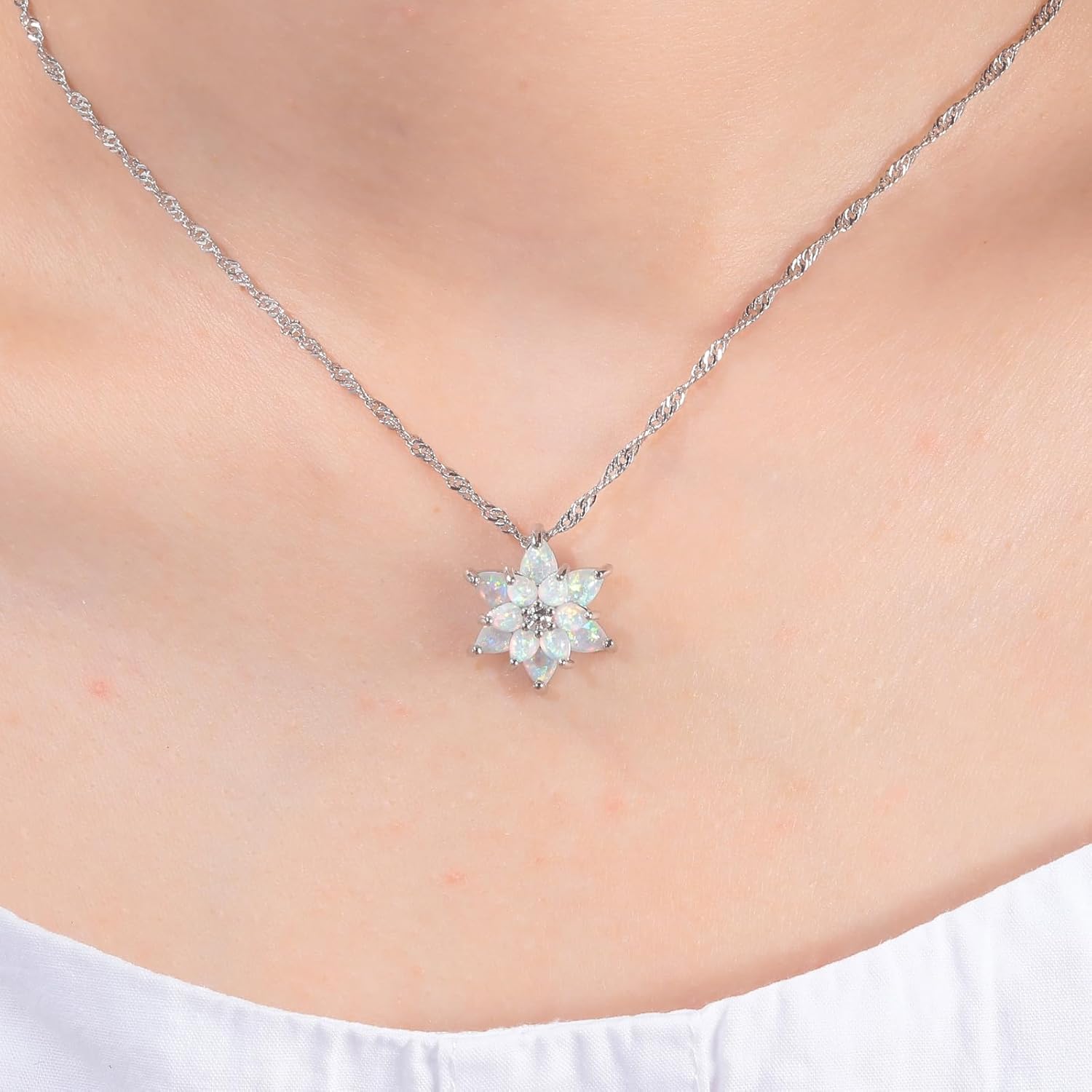 CiNily Opal Pendant Necklace Gold Plated Opal Jewelry Gifts for Women Girls Gemstone Necklaces - Image 2