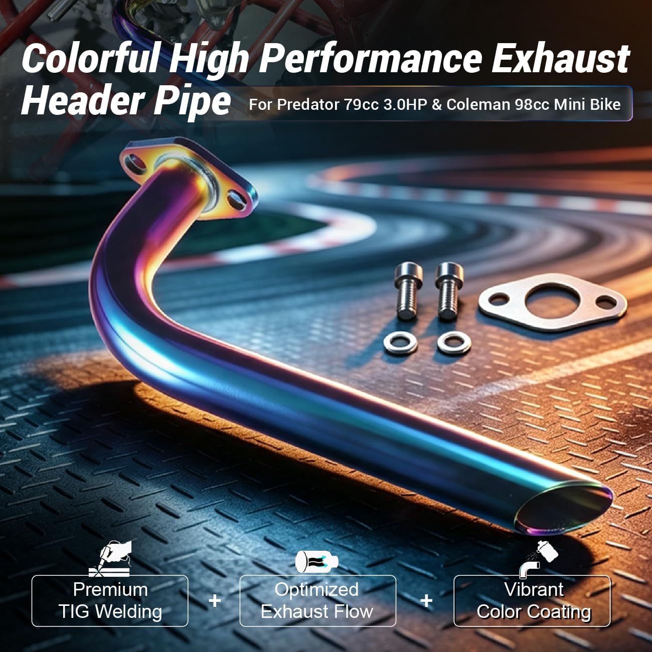 79cc Exhaust Pipe Header GMB100 CT100U CC100X Mini Bike Colorful