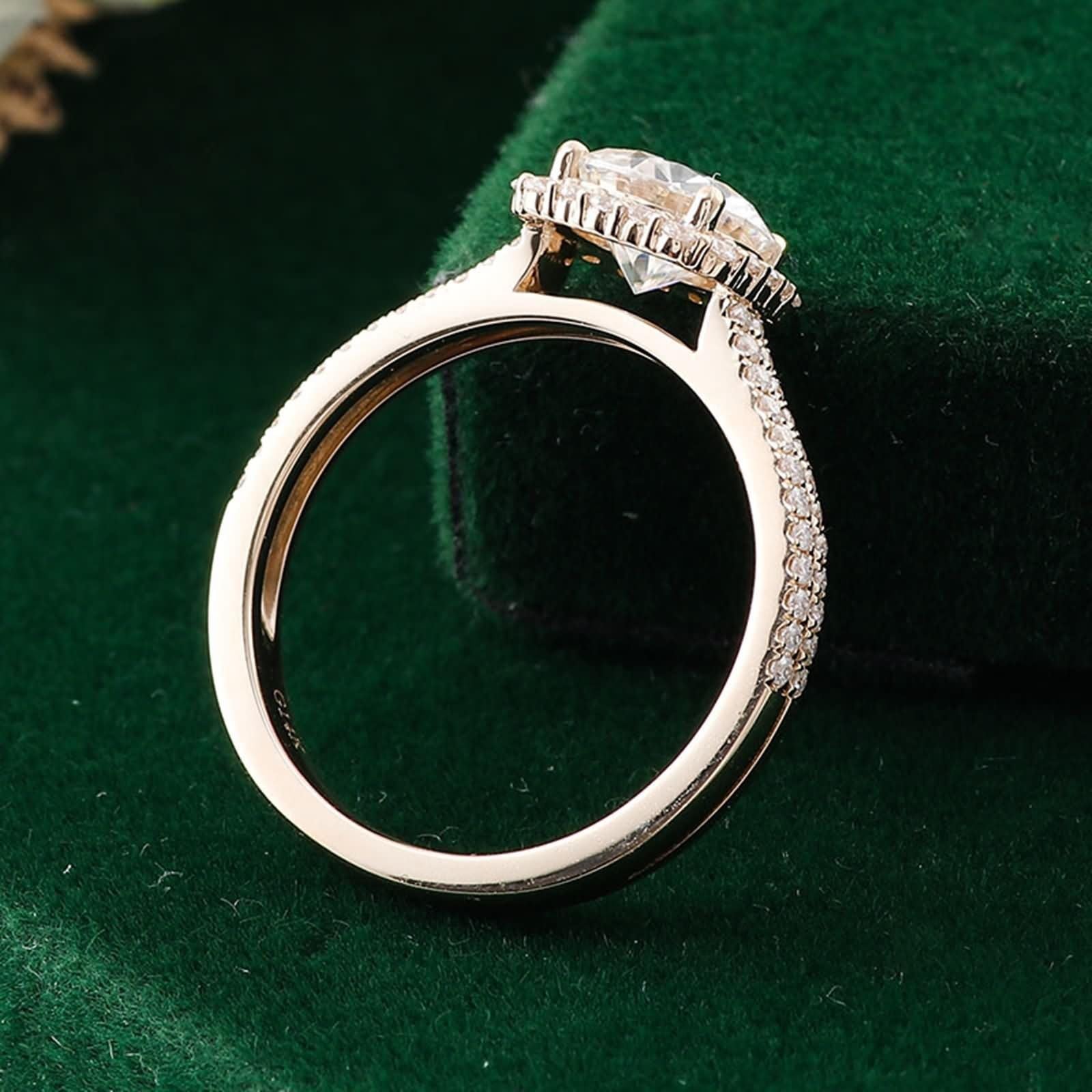 AMDXD Echt Gold Schmuck Gold 9K/14K/18K Verlobungsring, 4 Klaue Freundschaftsringe mit 1ct Moissanit, Pärchen Ringe Au 375/585/750 Gelbgold, Gr.47-62