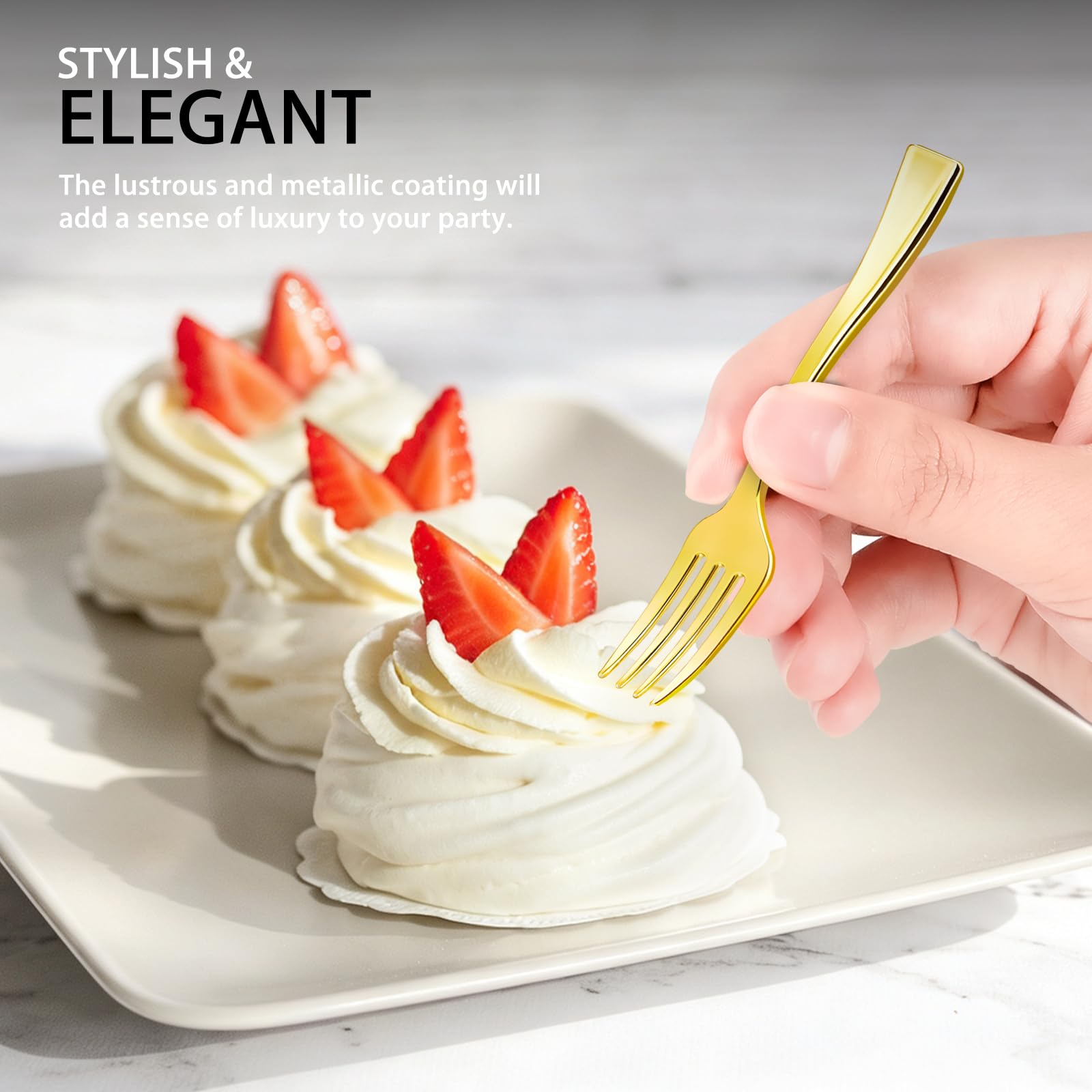 4 Inch Gold Mini Plastic Forks, 100 Pack — Amazon image 3
